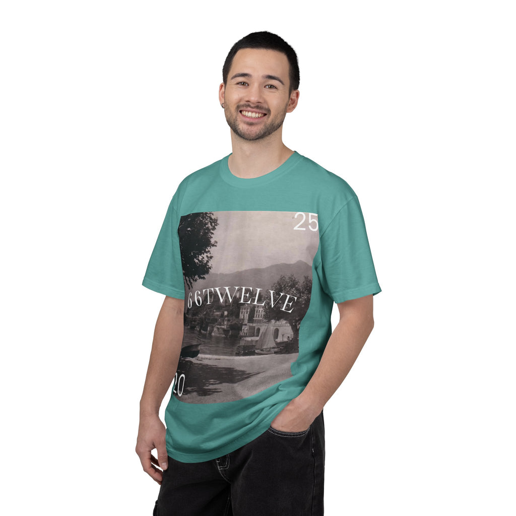 Vintage Lakeside Photo Tee — "66TWELVE" Graphic T-Shirt