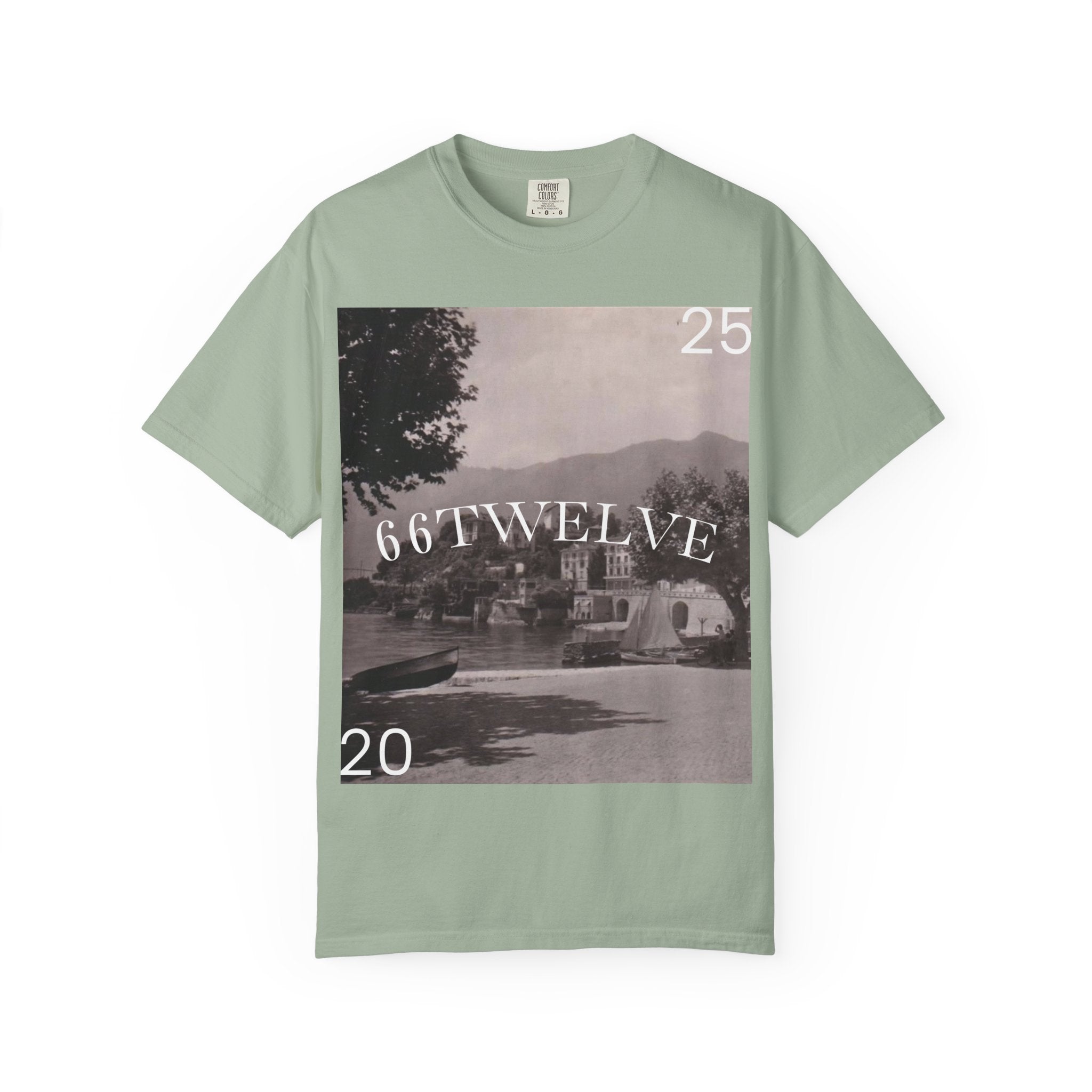 Vintage Lakeside Photo Tee — "66TWELVE" Graphic T-Shirt