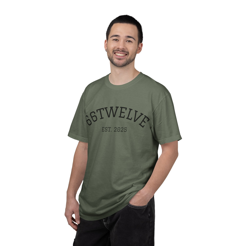Graphic T-Shirt — 66Twelve Est. 2025 with Collage Art Grid (Heart & Photos)