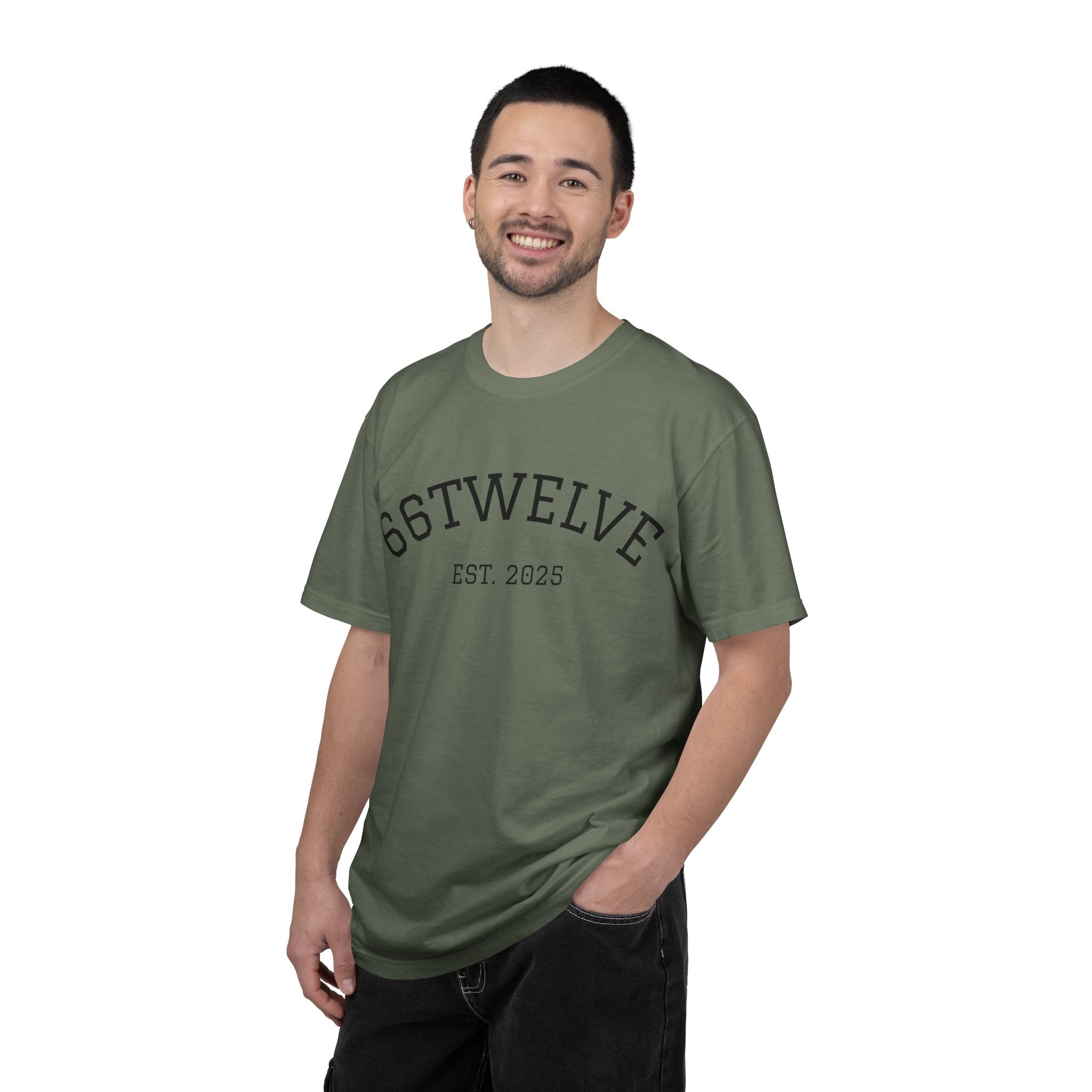 Graphic T-Shirt — 66Twelve Est. 2025 with Collage Art Grid (Heart & Photos)