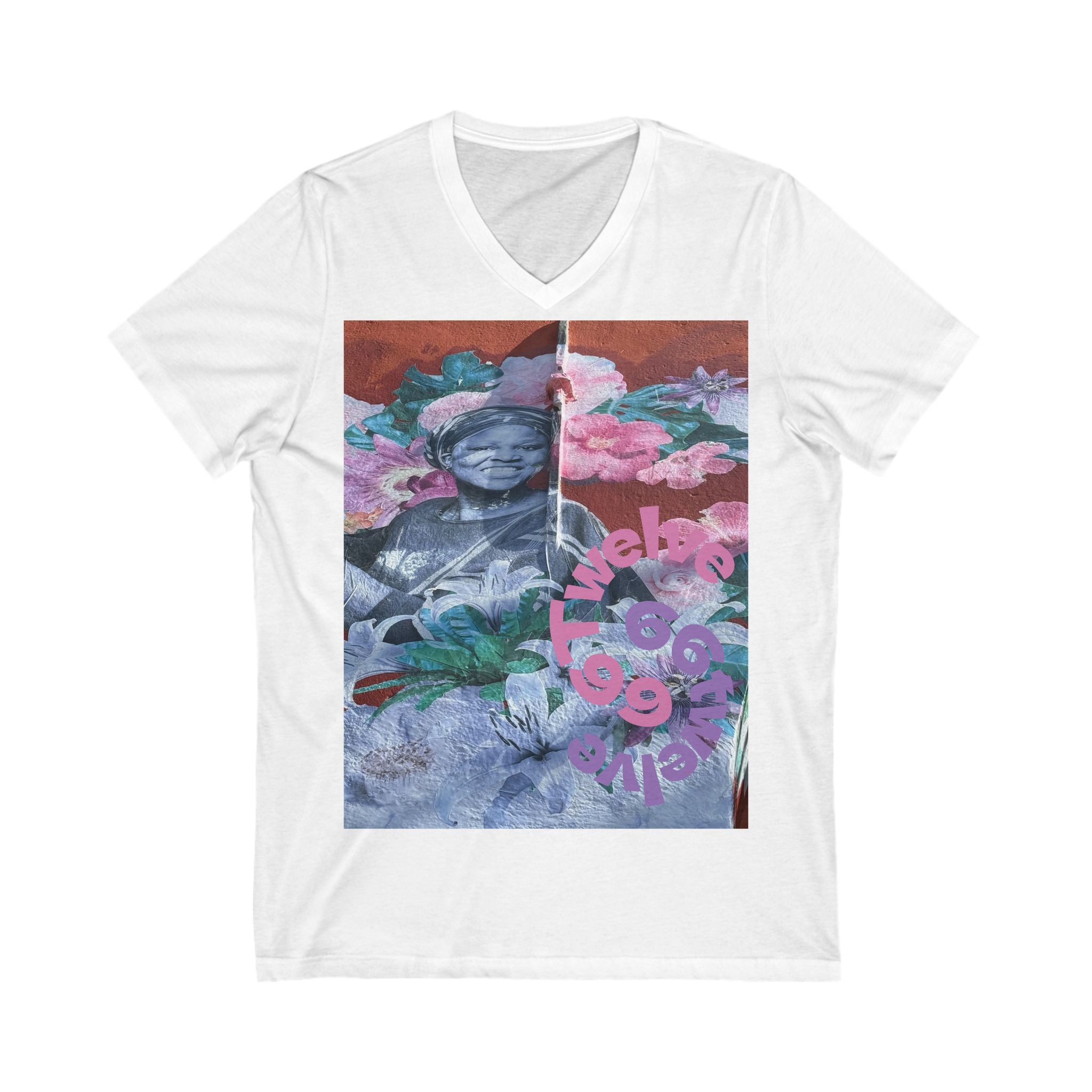 Floral Art V-Neck Tee, Nature Lovers Shirt, Yoga Enthusiast Gift, Artistic Graphic Tee, Unisex Summer Top