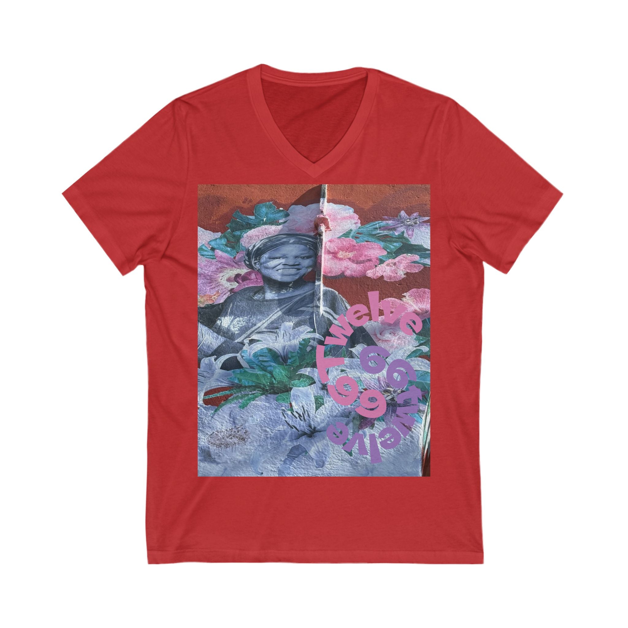 Floral Art V-Neck Tee, Nature Lovers Shirt, Yoga Enthusiast Gift, Artistic Graphic Tee, Unisex Summer Top