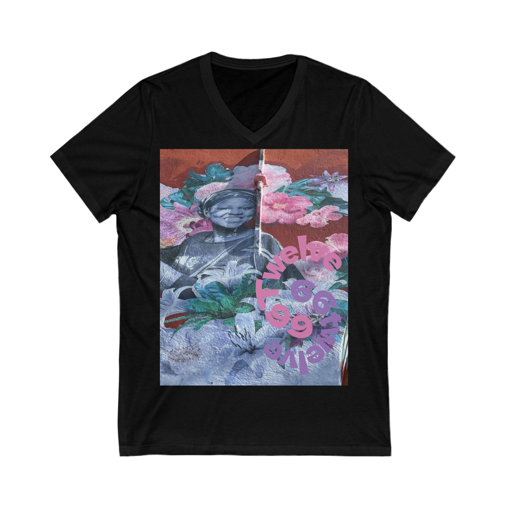 Floral Art V-Neck Tee, Nature Lovers Shirt, Yoga Enthusiast Gift, Artistic Graphic Tee, Unisex Summer Top