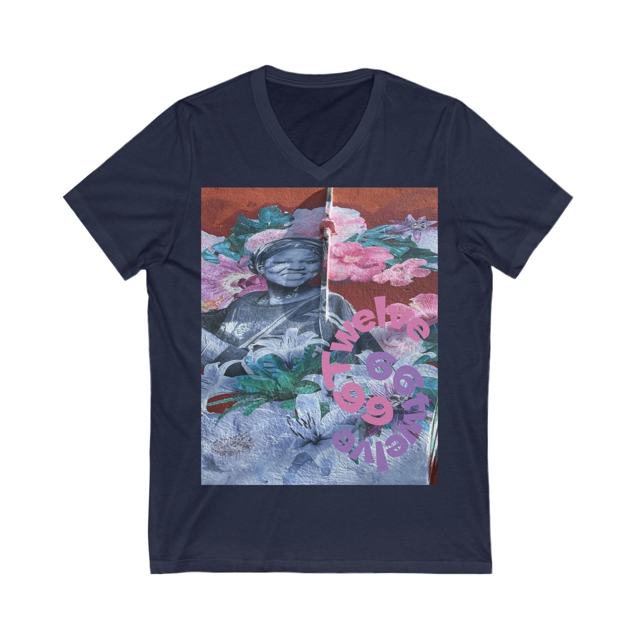 Floral Art V-Neck Tee, Nature Lovers Shirt, Yoga Enthusiast Gift, Artistic Graphic Tee, Unisex Summer Top