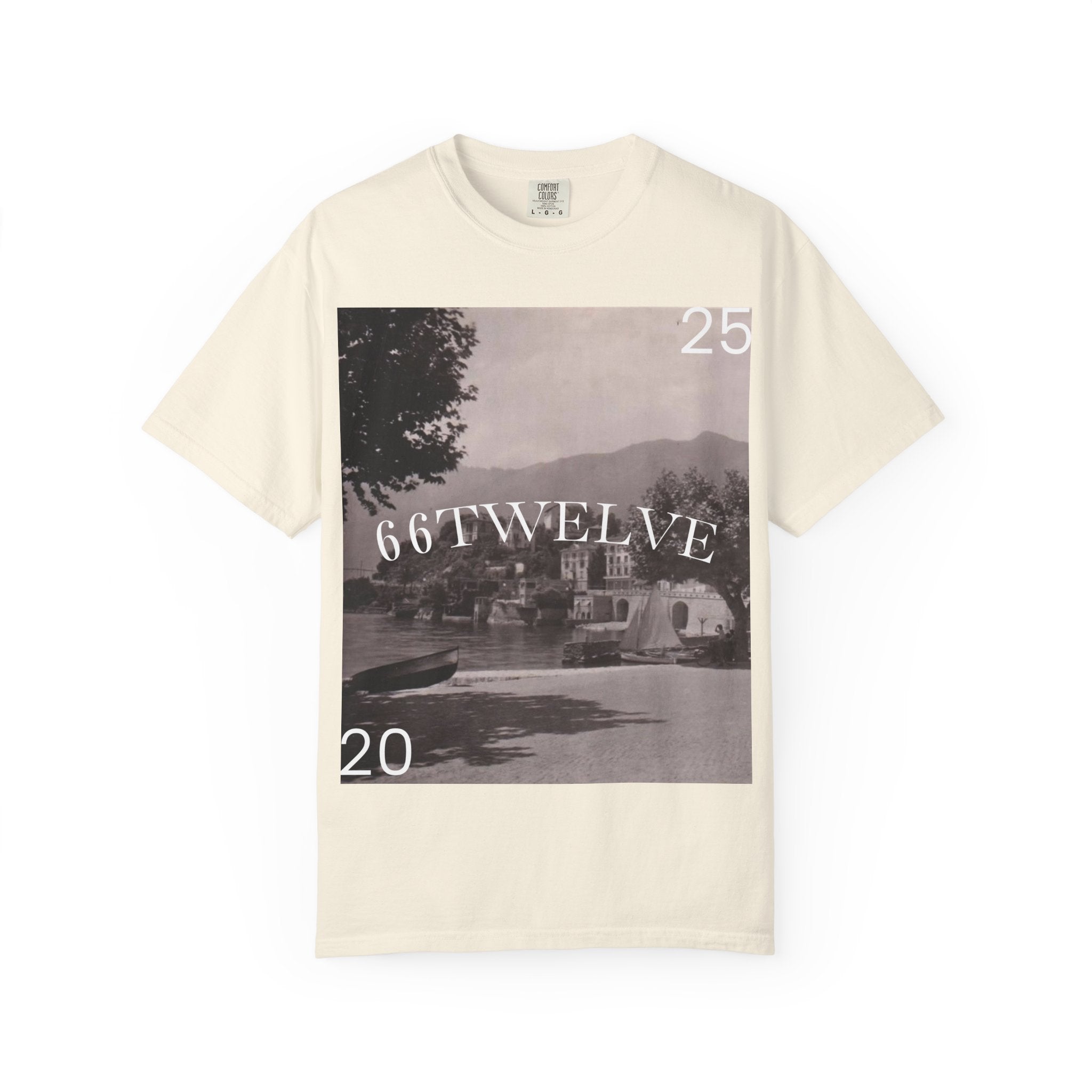 Vintage Lakeside Photo Tee — "66TWELVE" Graphic T-Shirt