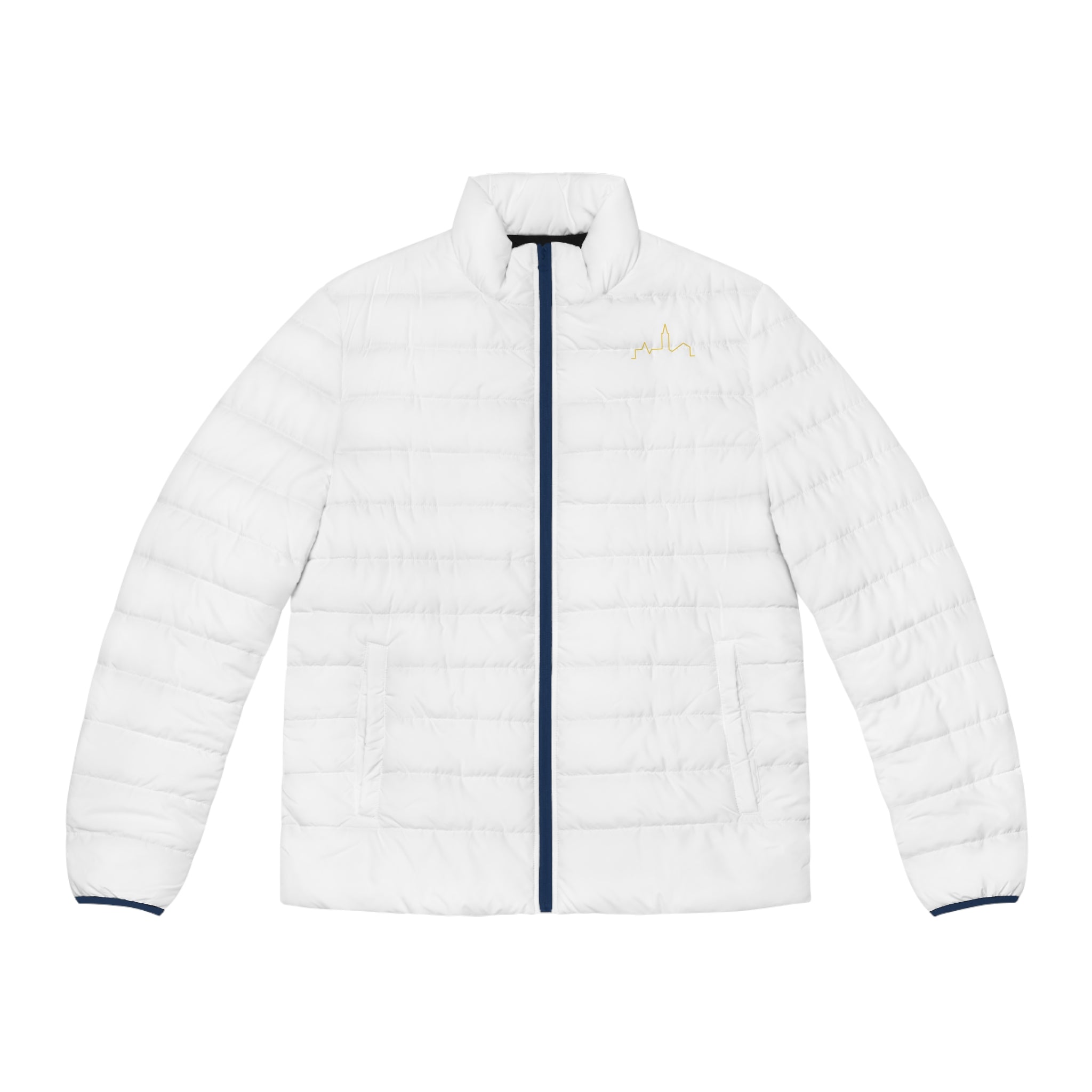 Puffer Jacket — Gold Script "66Twelve" Embroidered Lightweight Coat