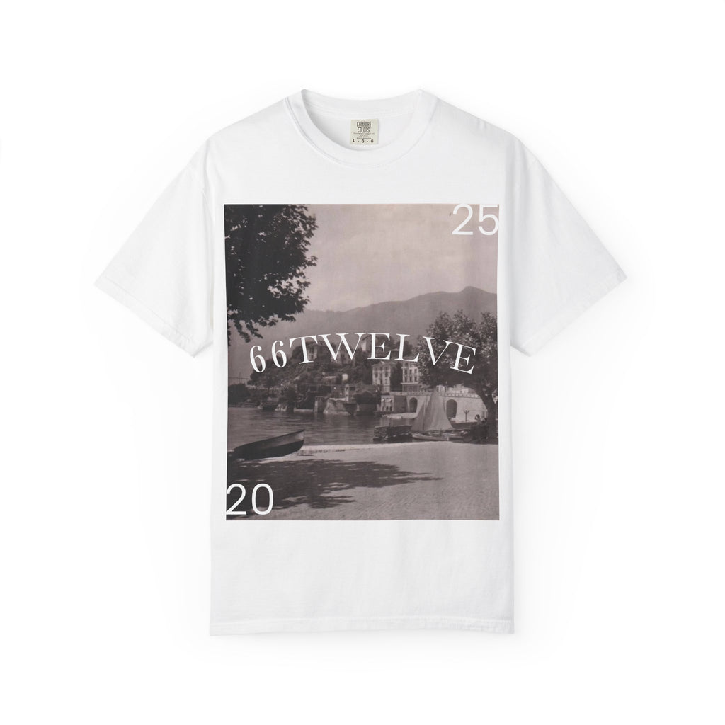 Vintage Lakeside Photo Tee — "66TWELVE" Graphic T-Shirt