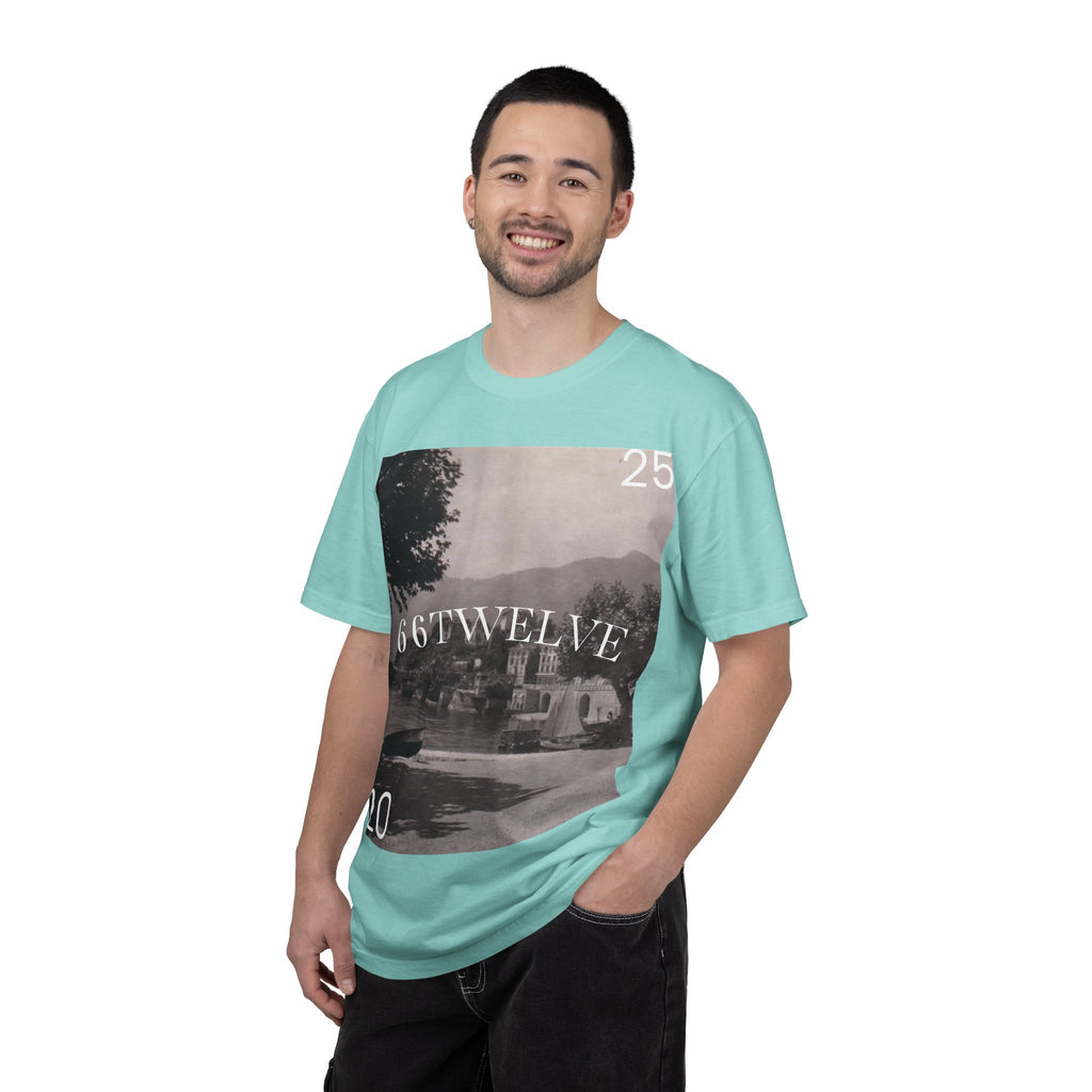 Vintage Lakeside Photo Tee — "66TWELVE" Graphic T-Shirt