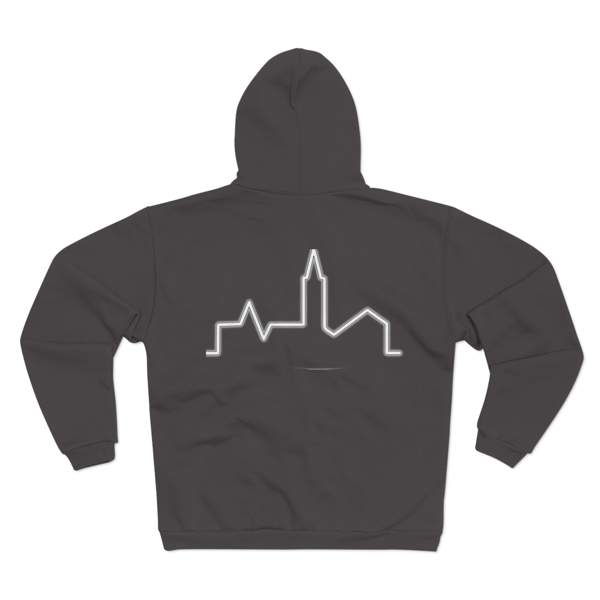 Urban Vibe Unisex Zip Hoodie with City Skyline Design