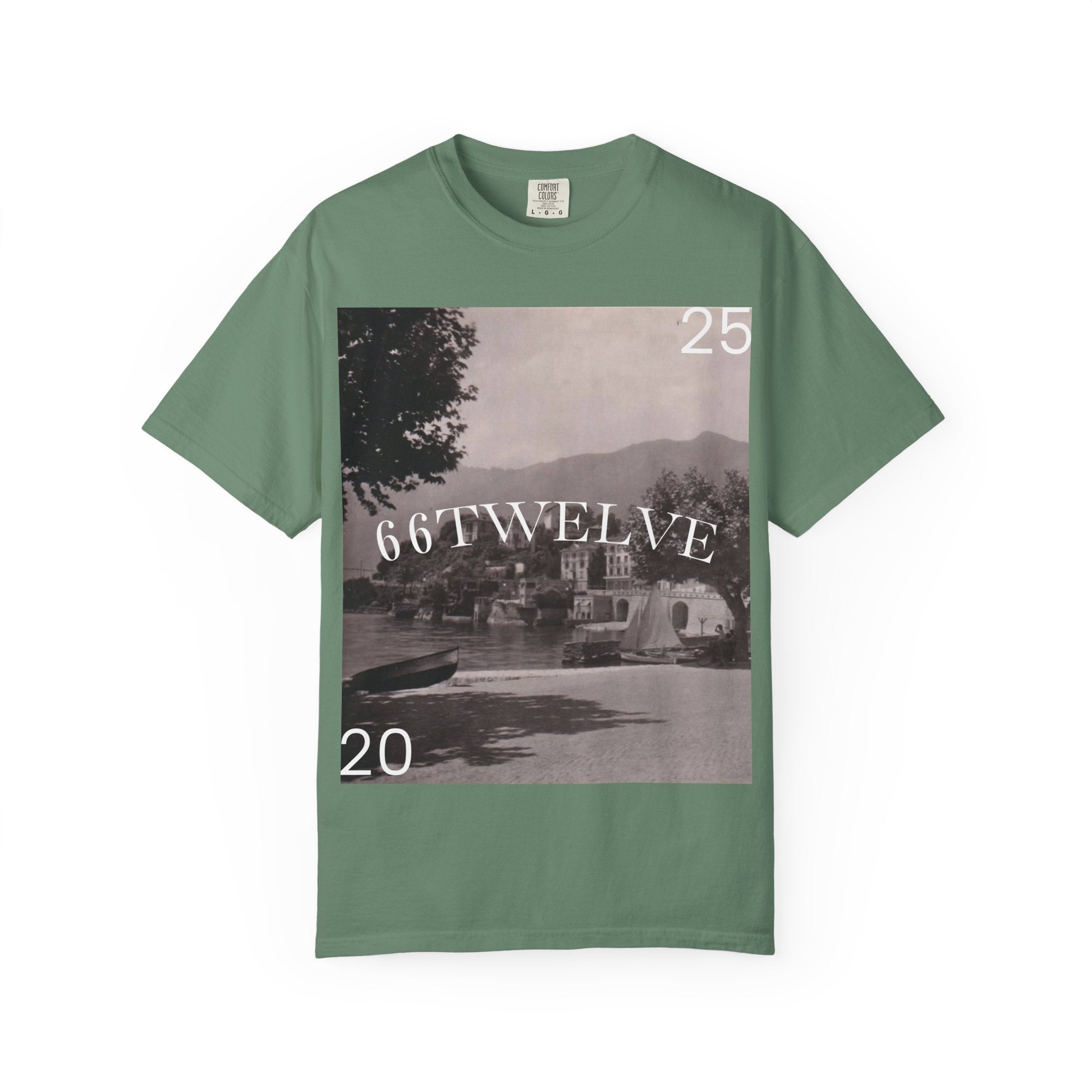 Vintage Lakeside Photo Tee — "66TWELVE" Graphic T-Shirt