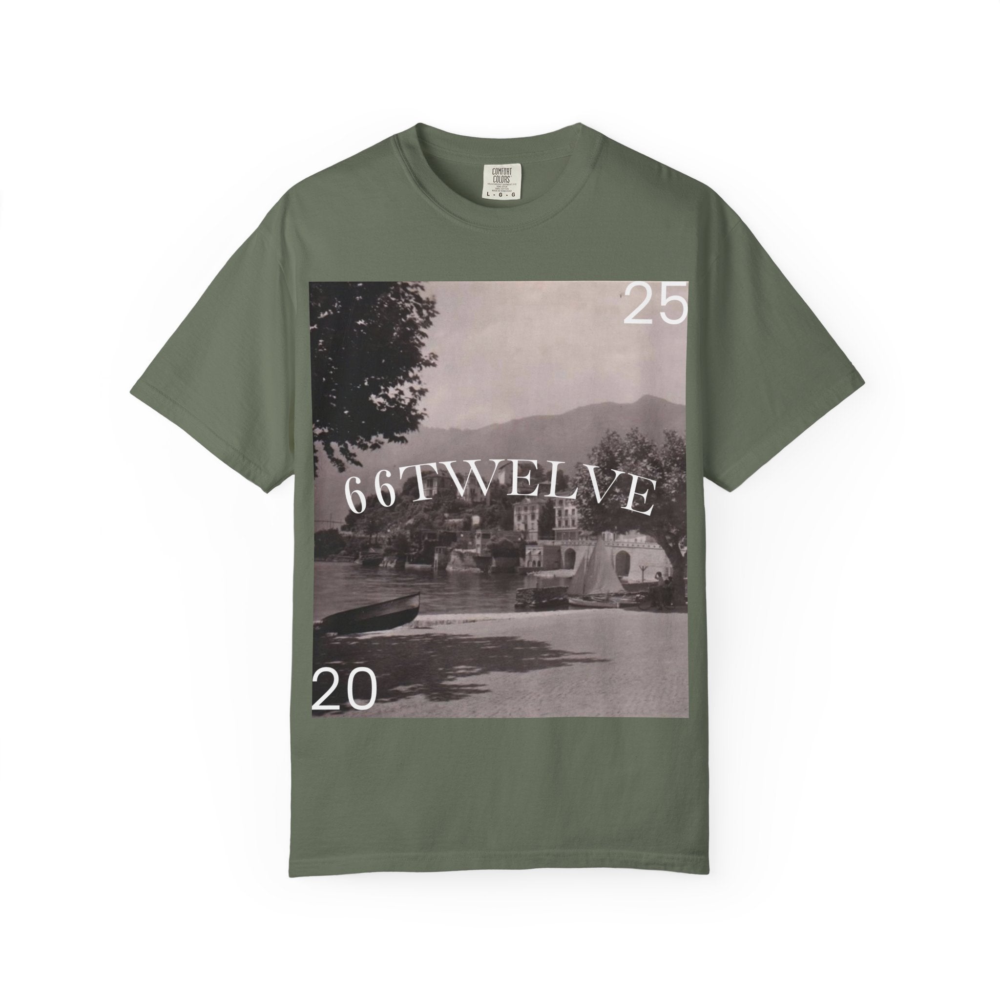 Vintage Lakeside Photo Tee — "66TWELVE" Graphic T-Shirt