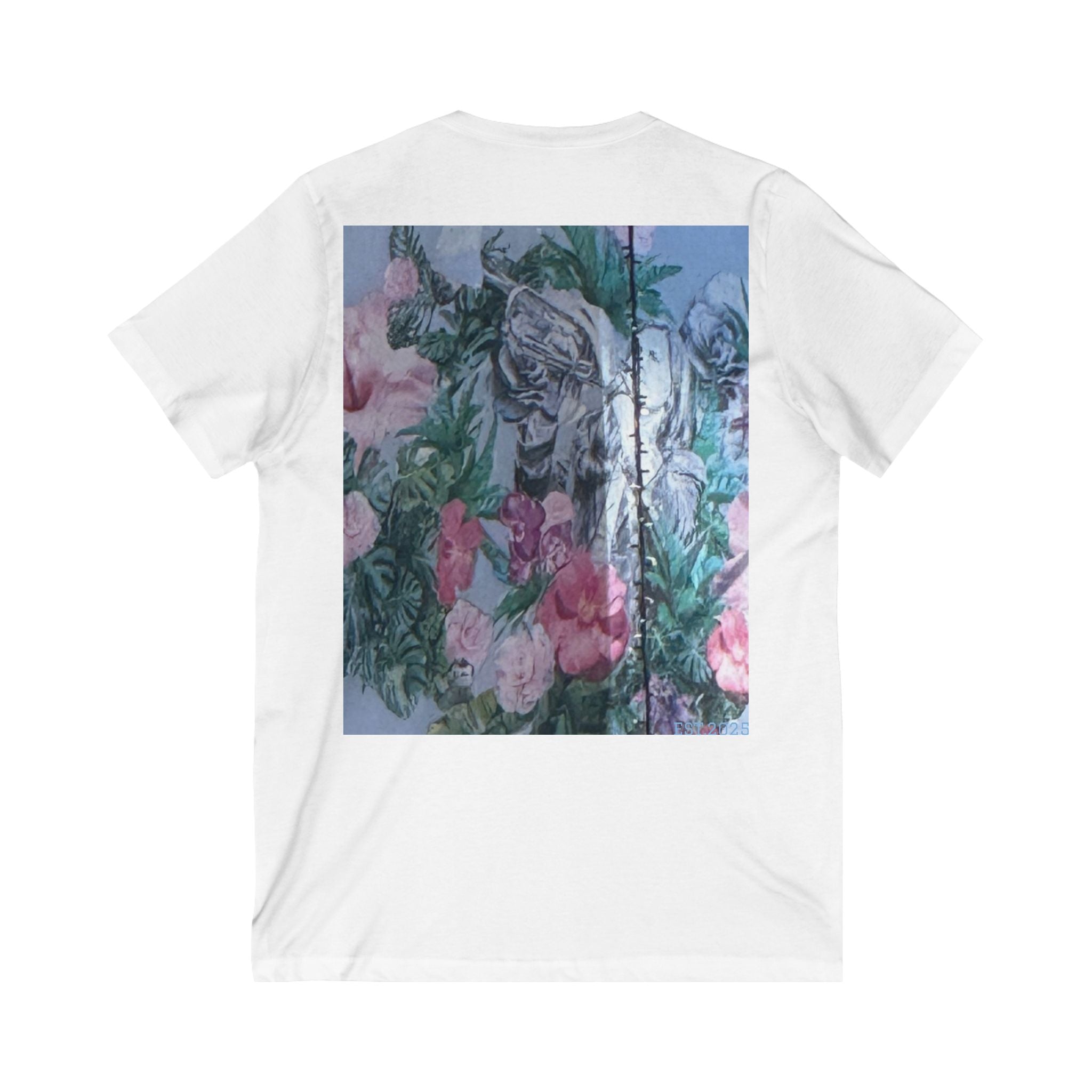Floral Art V-Neck Tee, Nature Lovers Shirt, Yoga Enthusiast Gift, Artistic Graphic Tee, Unisex Summer Top