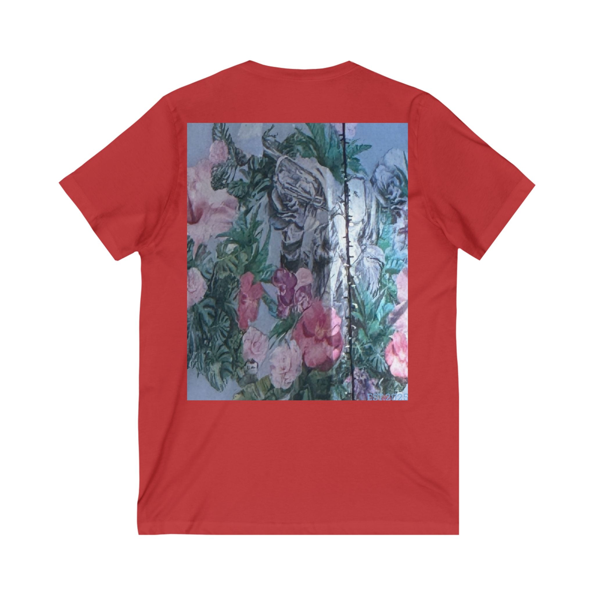 Floral Art V-Neck Tee, Nature Lovers Shirt, Yoga Enthusiast Gift, Artistic Graphic Tee, Unisex Summer Top