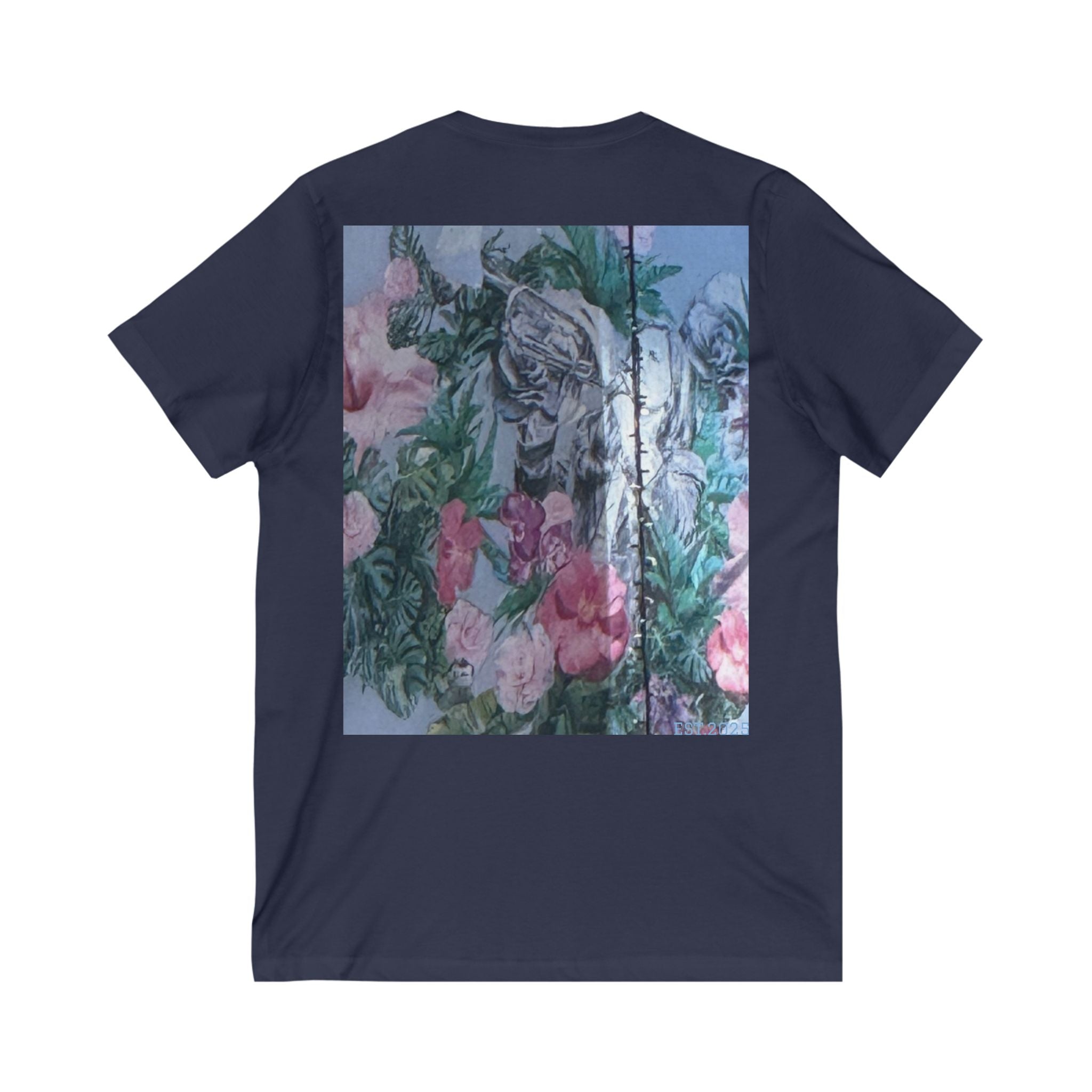 Floral Art V-Neck Tee, Nature Lovers Shirt, Yoga Enthusiast Gift, Artistic Graphic Tee, Unisex Summer Top
