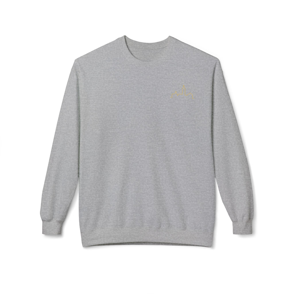 Minimal Skyline Crewneck Sweatshirt — Small Gold City Graphic