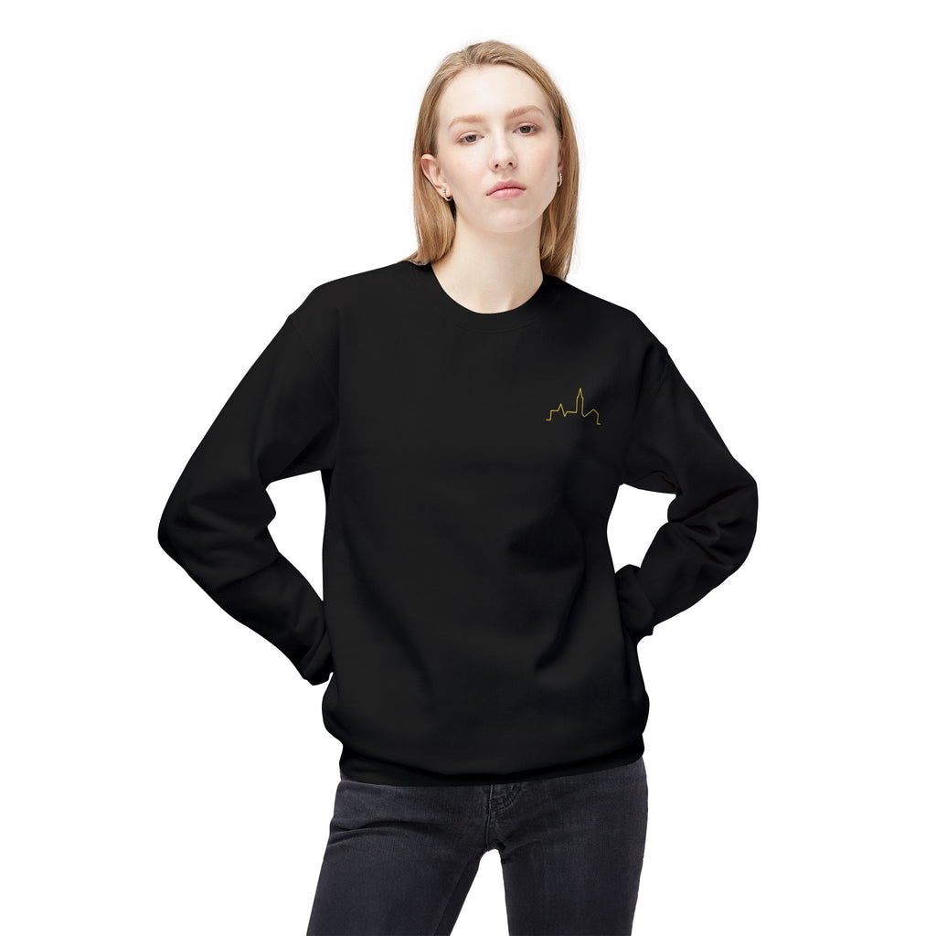 Minimal Skyline Crewneck Sweatshirt — Small Gold City Graphic