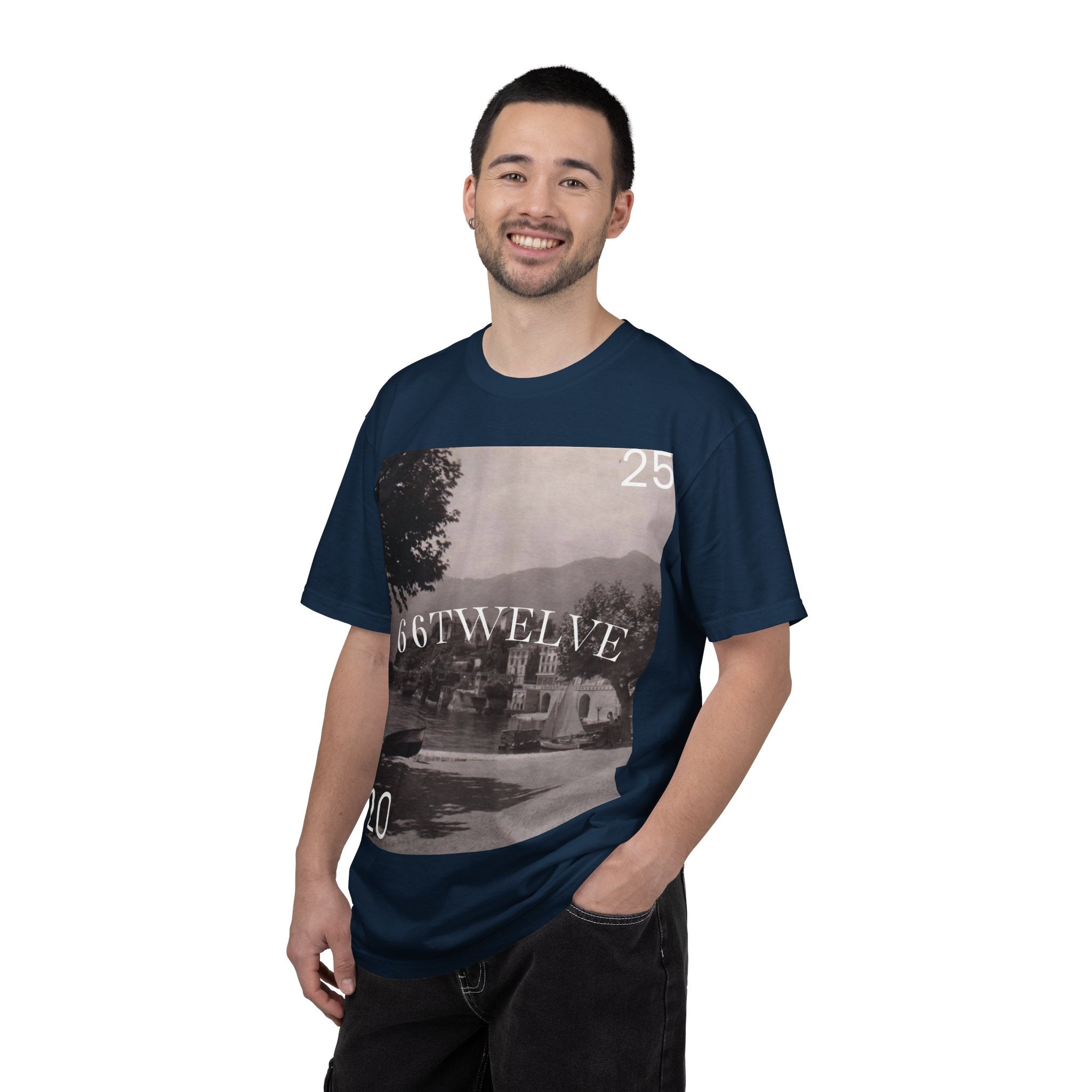 Vintage Lakeside Photo Tee — "66TWELVE" Graphic T-Shirt