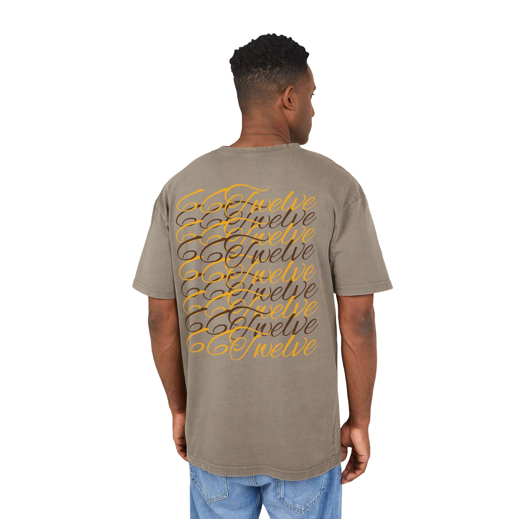 Oversized Graphic Tee — Scenic Lakeside Photo Front & '66 Twelve' Script Back