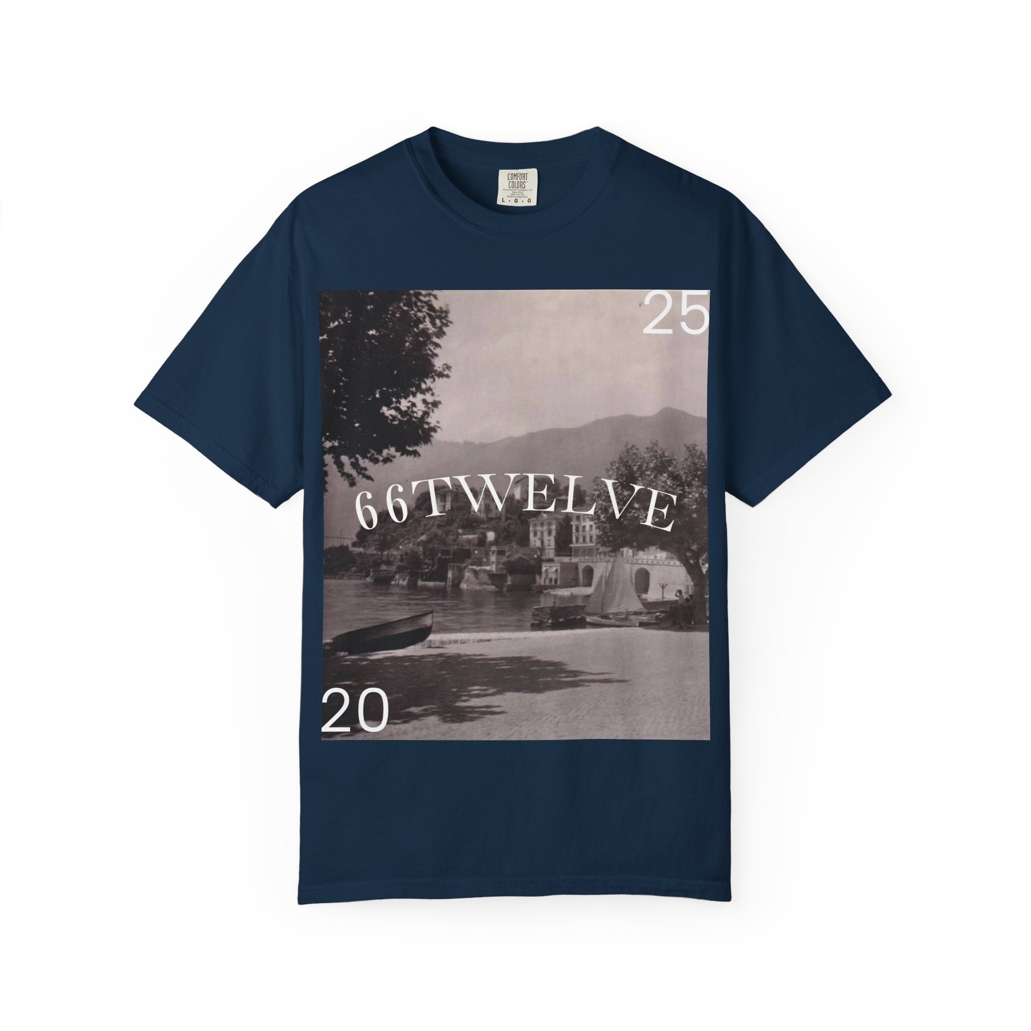 Vintage Lakeside Photo Tee — "66TWELVE" Graphic T-Shirt