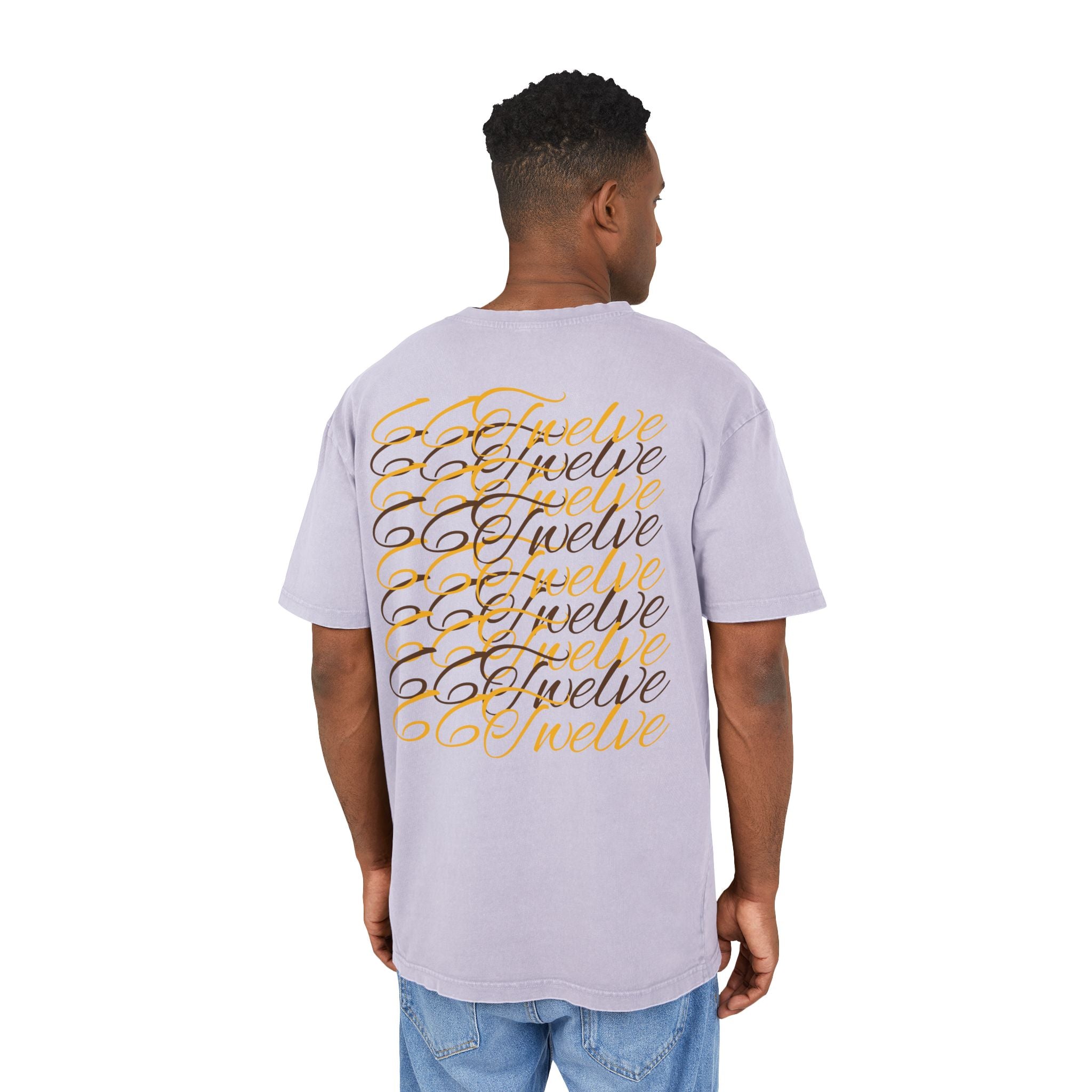 Oversized Graphic Tee — Scenic Lakeside Photo Front & '66 Twelve' Script Back