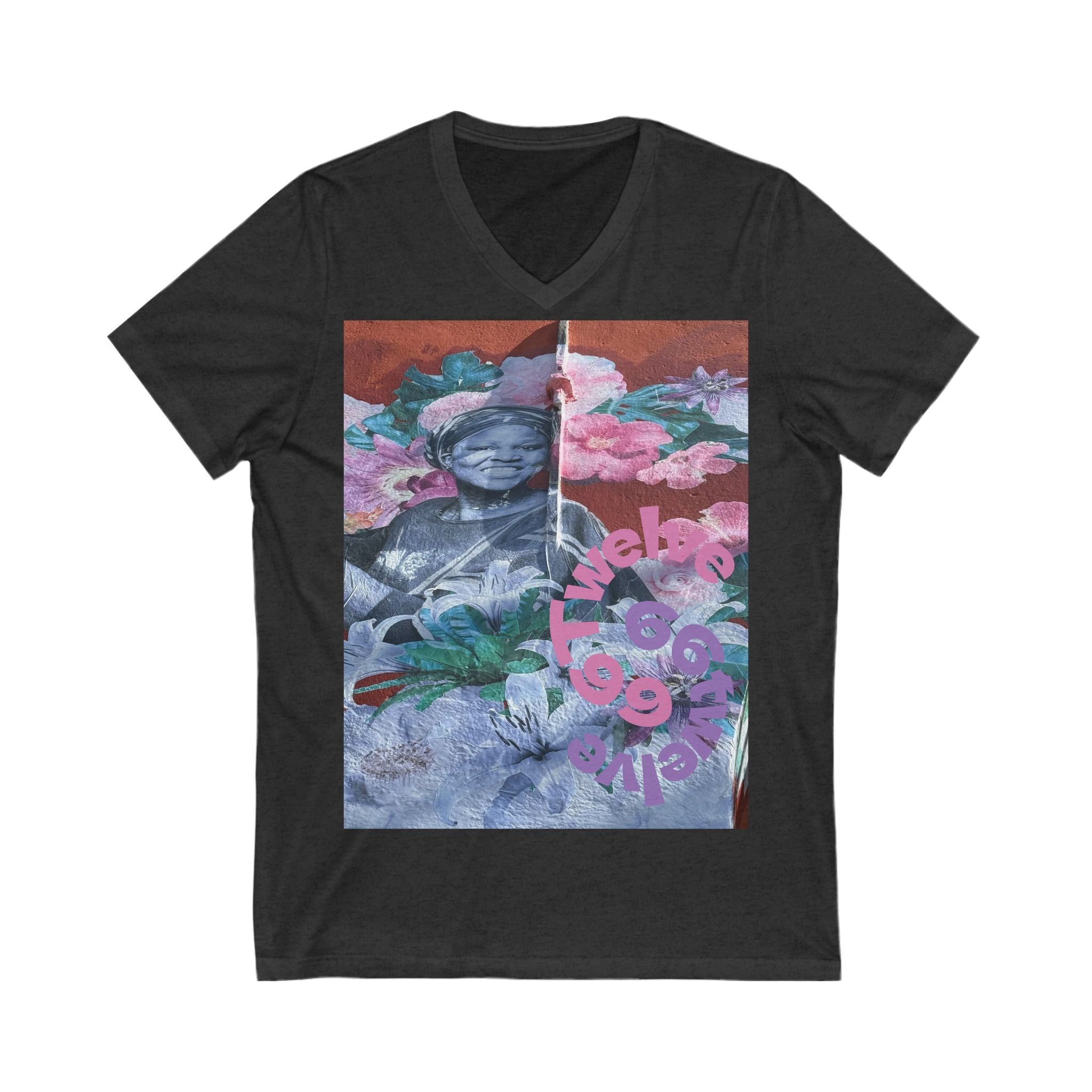 Floral Art V-Neck Tee, Nature Lovers Shirt, Yoga Enthusiast Gift, Artistic Graphic Tee, Unisex Summer Top