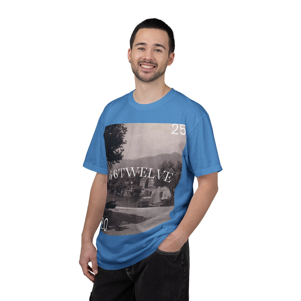 Vintage Lakeside Photo Tee — "66TWELVE" Graphic T-Shirt