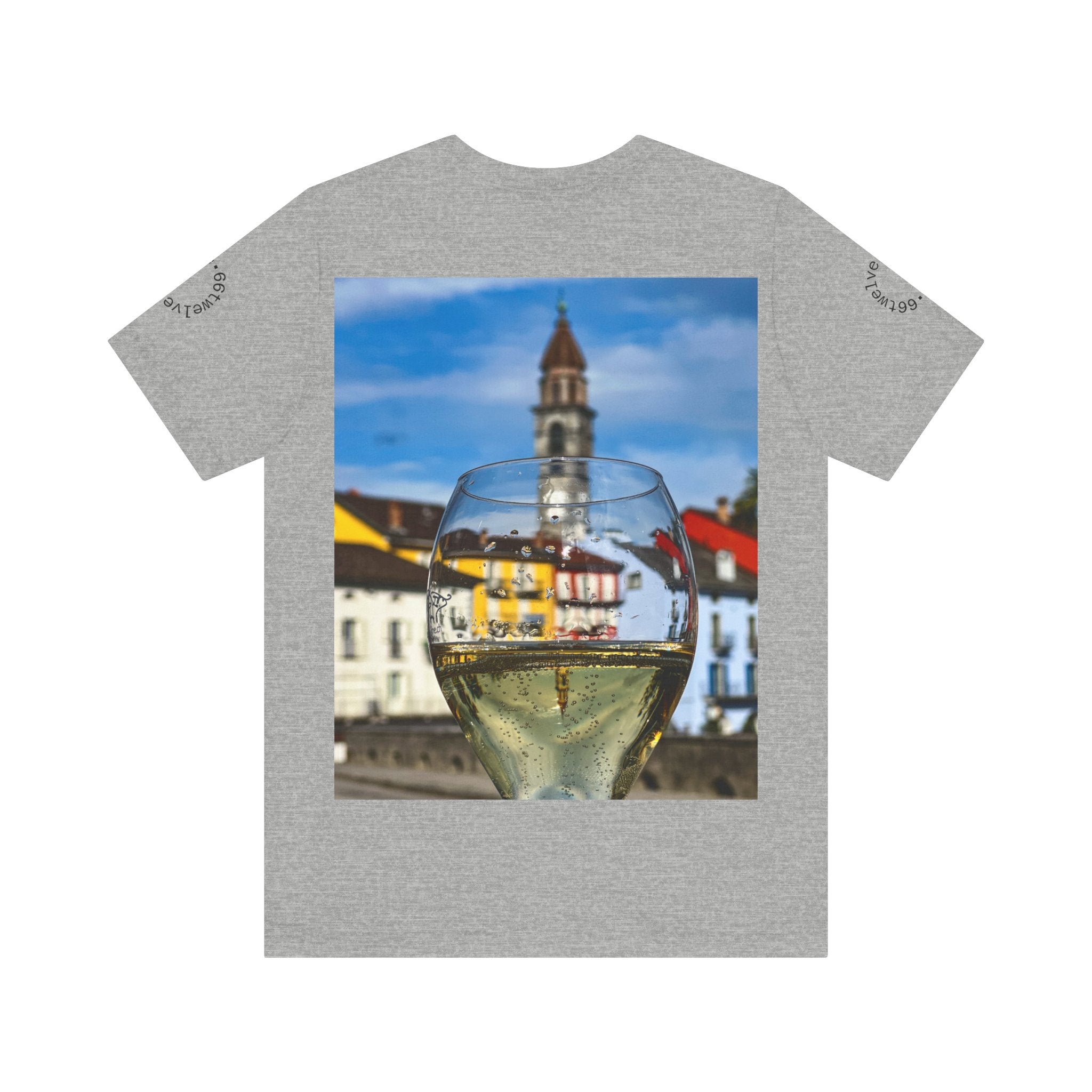 Elegant Scenic Tee with Wine Glass Graphic, Perfect for Wine Lovers, Casual Wear, Summer Outings, Vacation Style, Gift for Friends