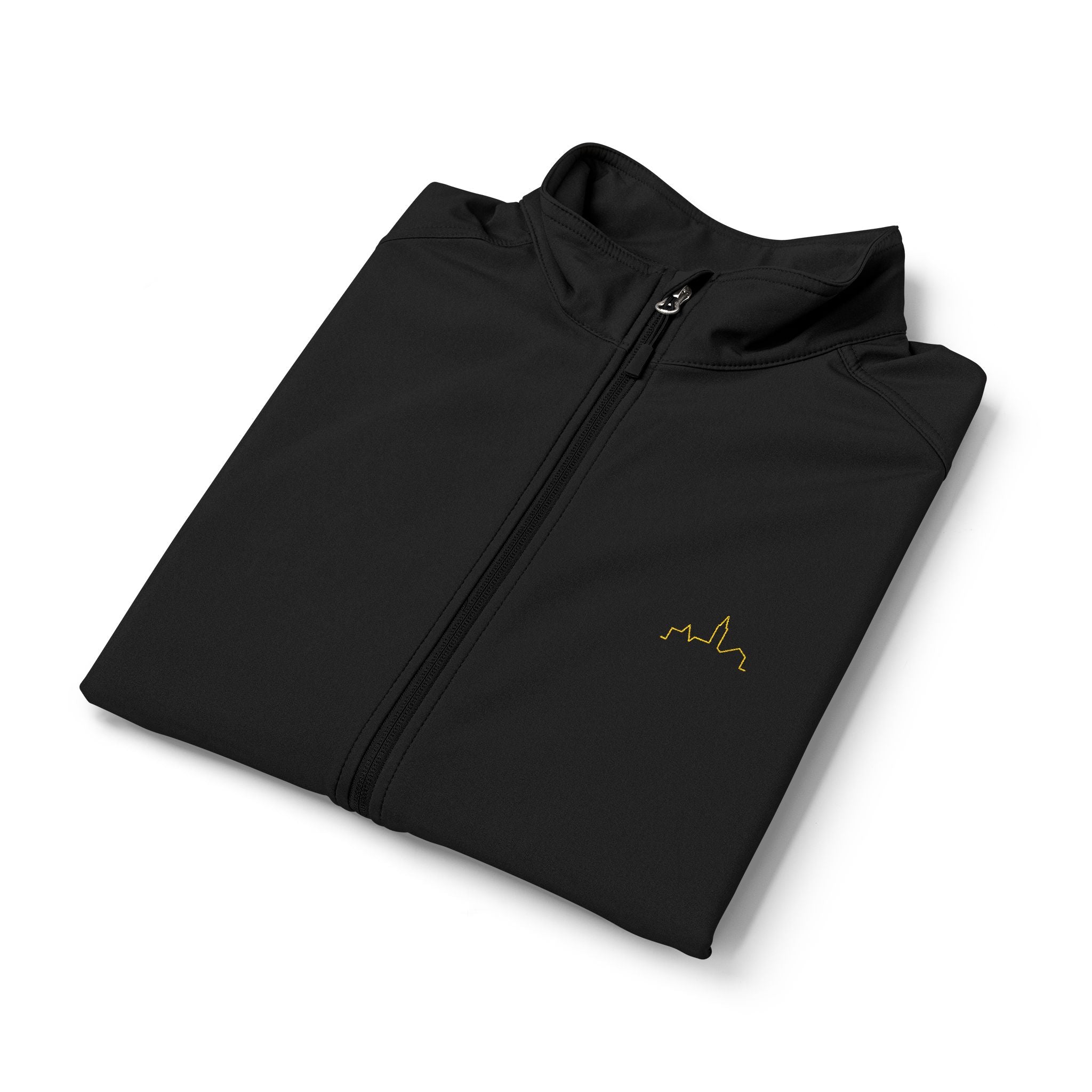 Men's Soft Shell Vest — Lightweight Black Zip-Up with Small Yellow Bee Logo