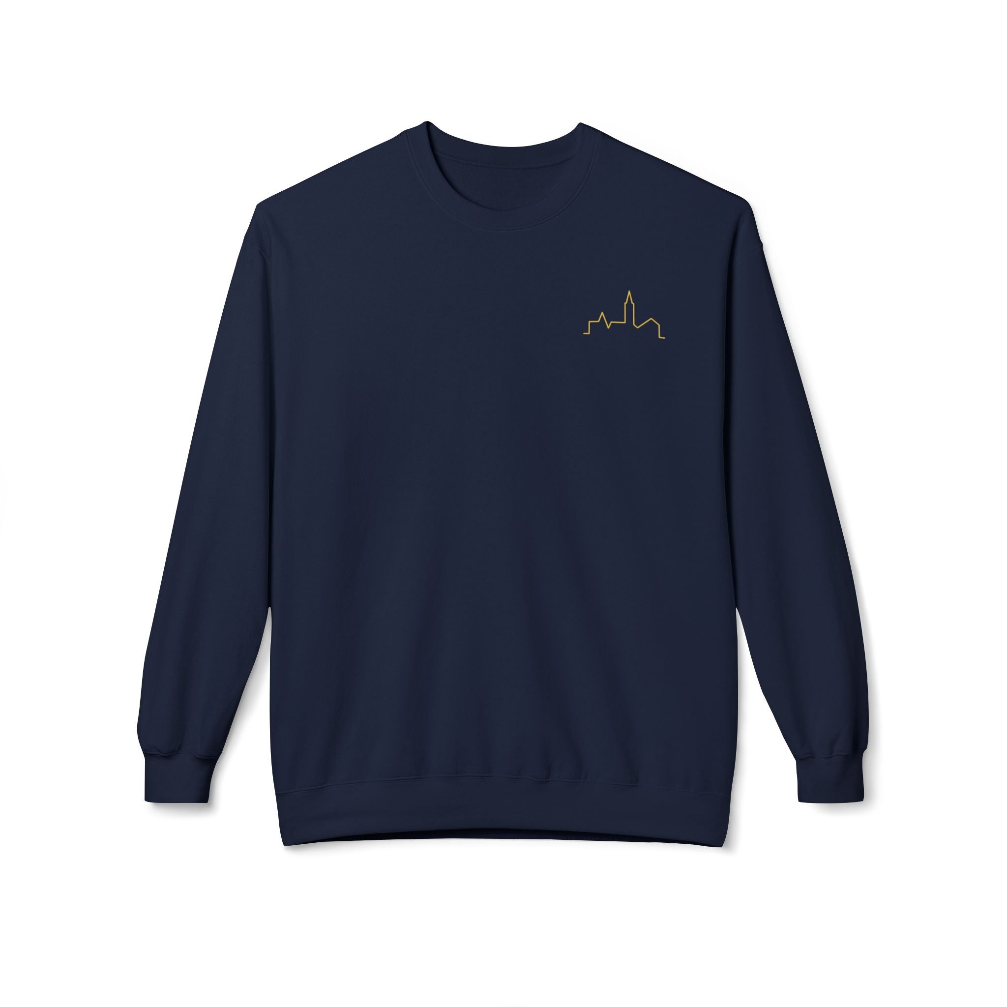 Minimal Skyline Crewneck Sweatshirt — Small Gold City Graphic