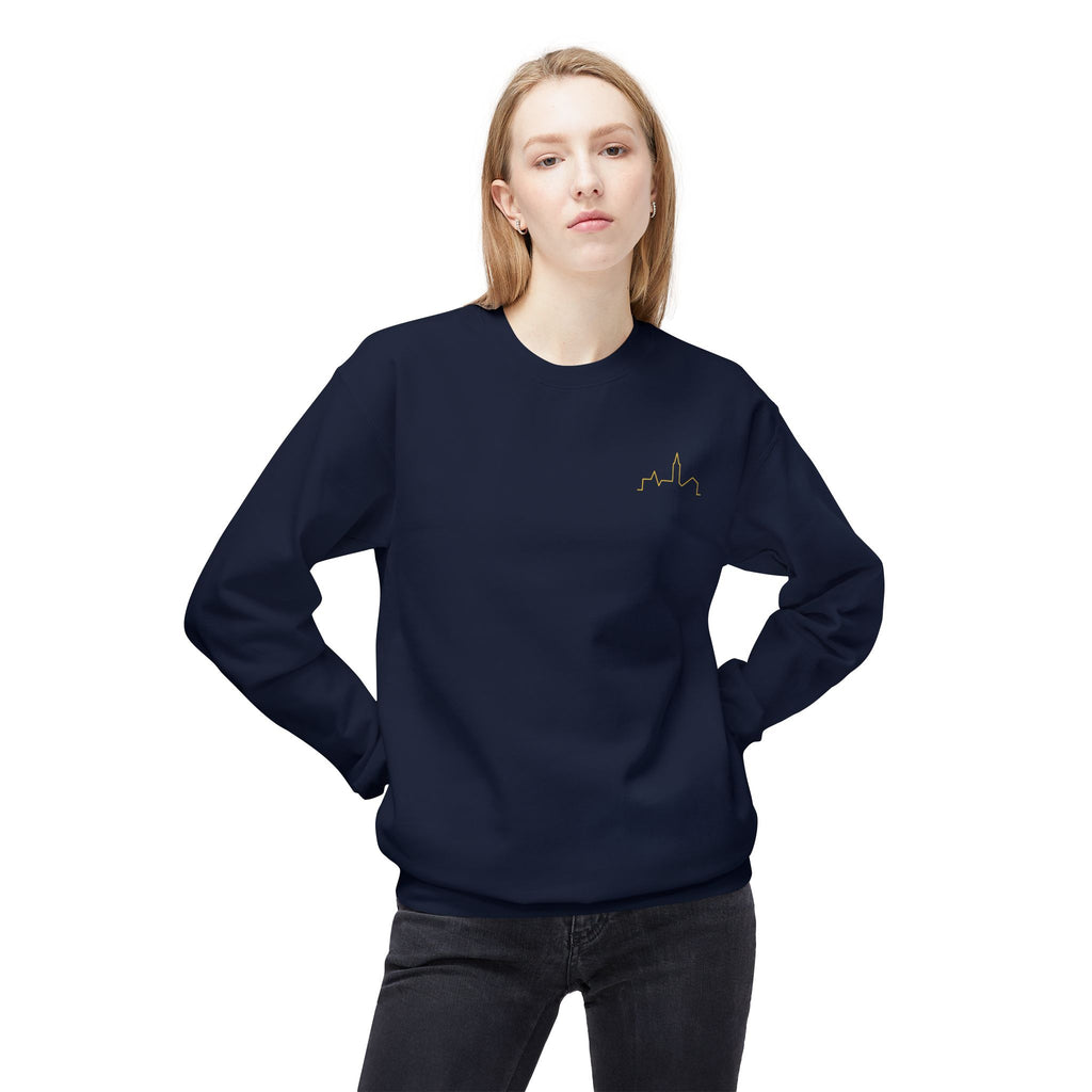 Minimal Skyline Crewneck Sweatshirt — Small Gold City Graphic