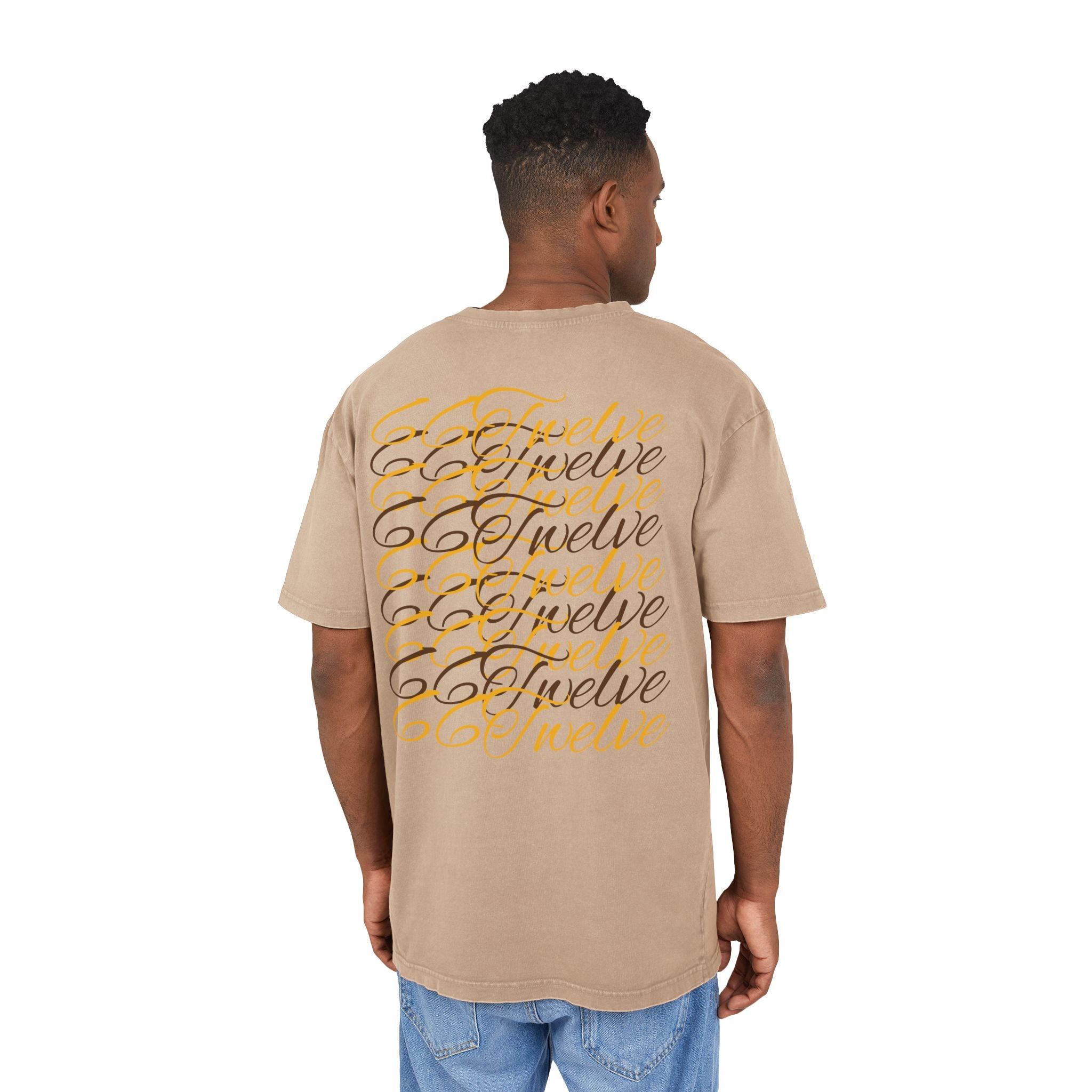 Oversized Graphic Tee — Scenic Lakeside Photo Front & '66 Twelve' Script Back