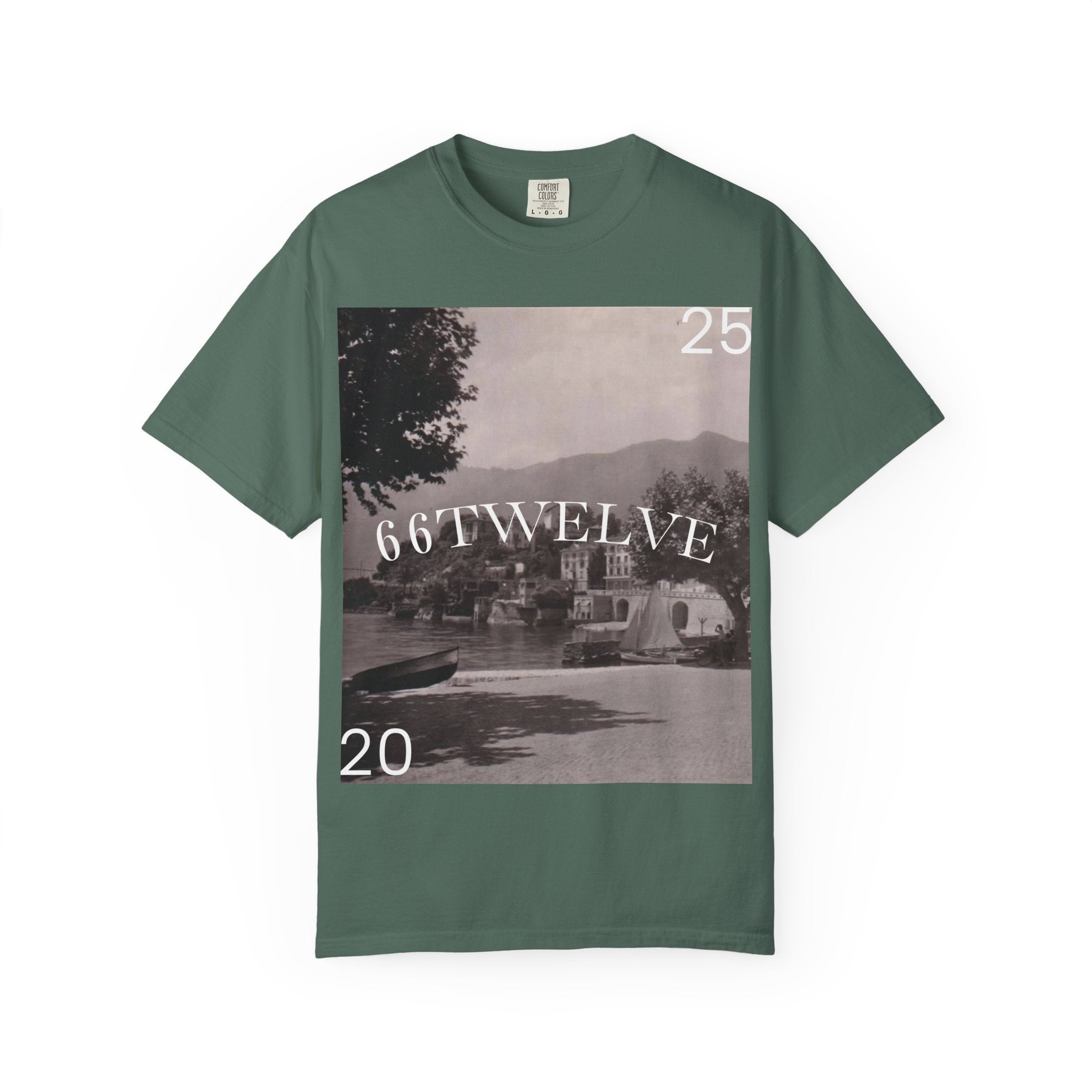 Vintage Lakeside Photo Tee — "66TWELVE" Graphic T-Shirt