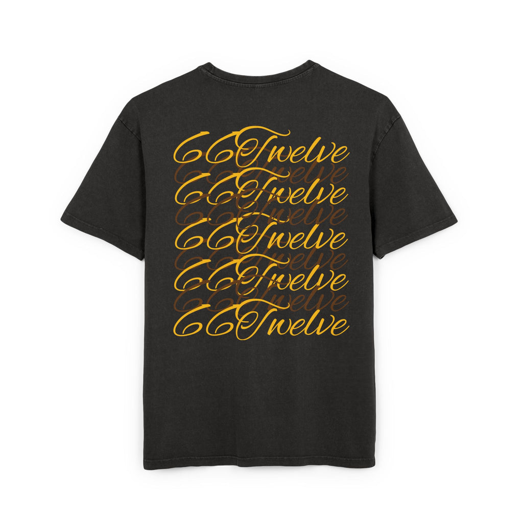 Oversized Graphic Tee — Scenic Lakeside Photo Front & '66 Twelve' Script Back