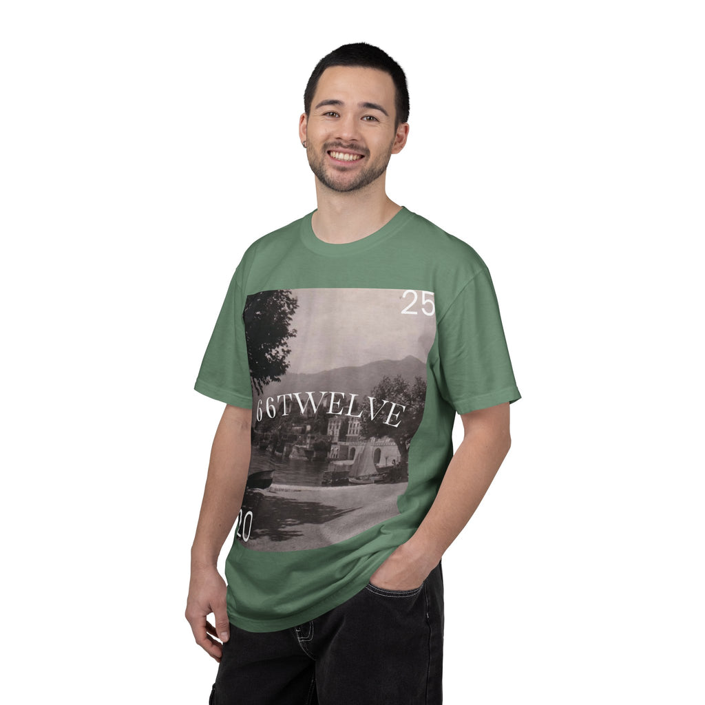 Vintage Lakeside Photo Tee — "66TWELVE" Graphic T-Shirt