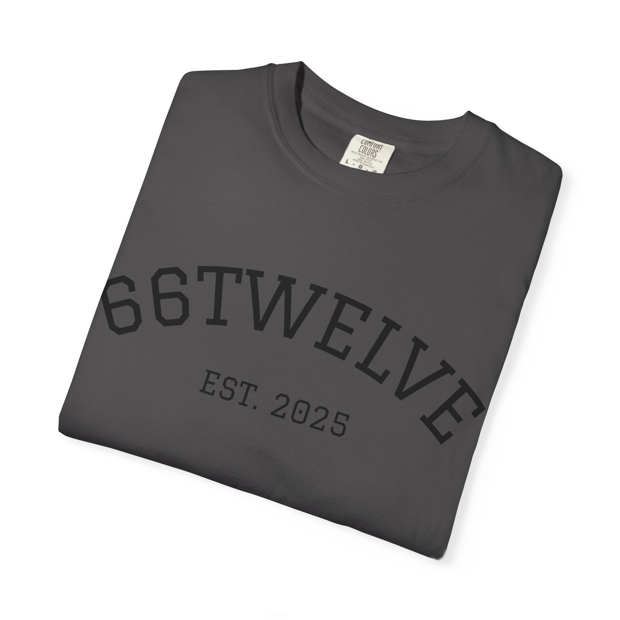 Graphic T-Shirt — 66Twelve Est. 2025 with Collage Art Grid (Heart & Photos)