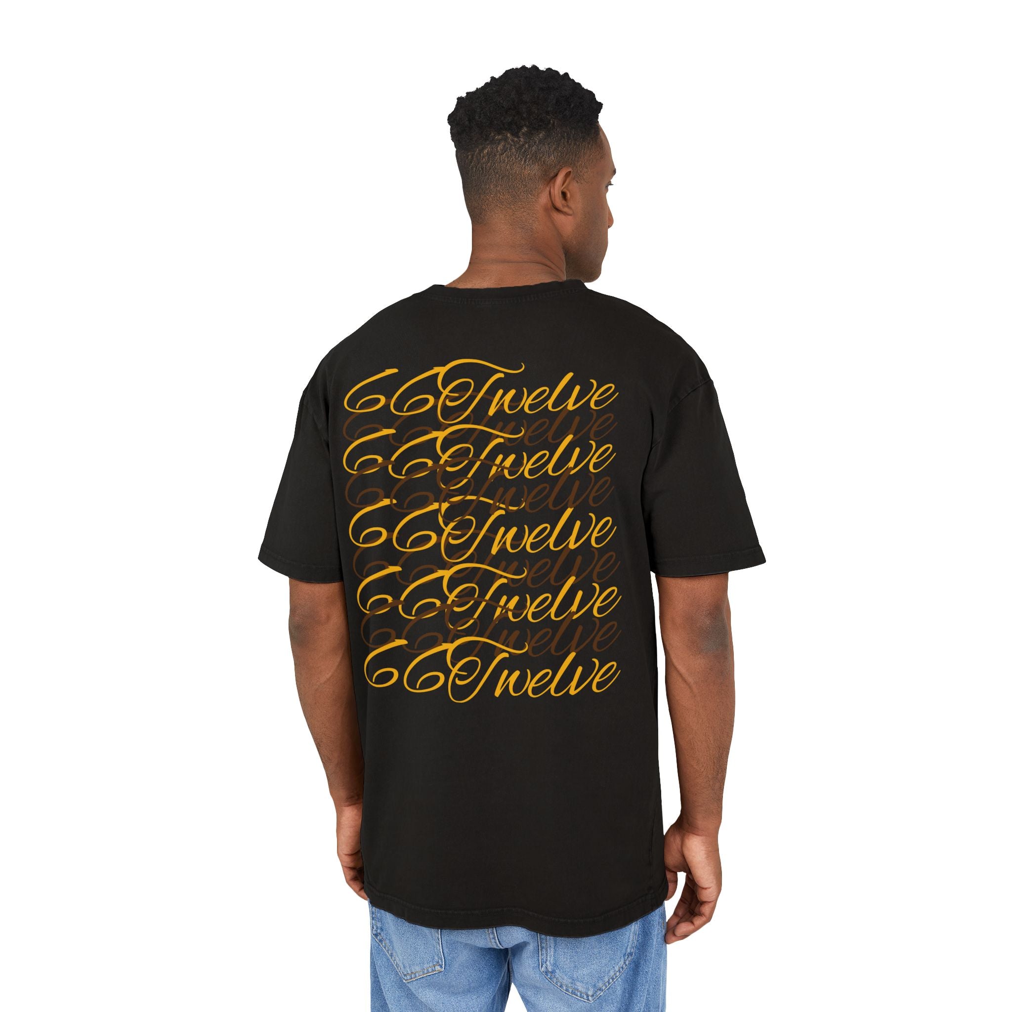 Oversized Graphic Tee — Scenic Lakeside Photo Front & '66 Twelve' Script Back