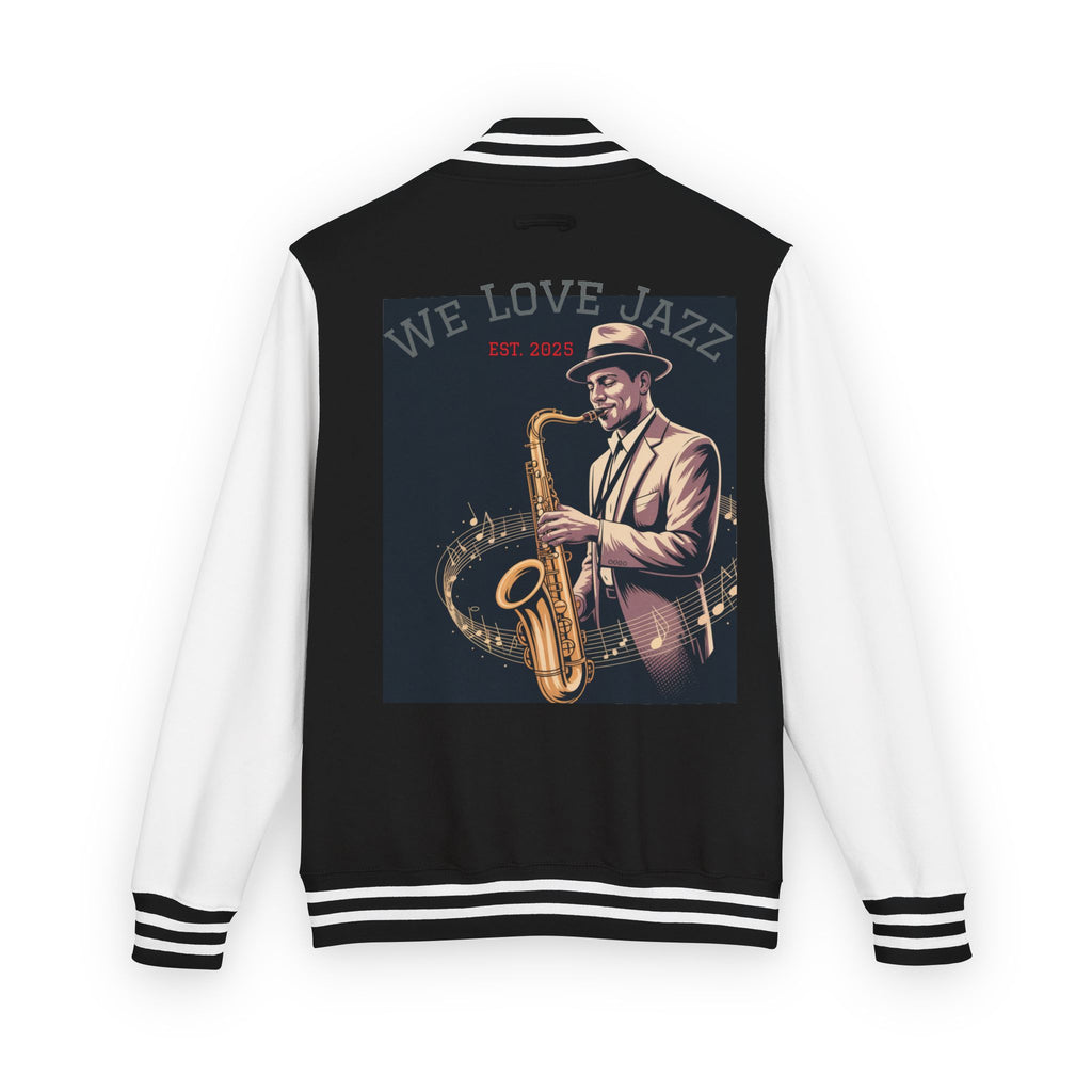 Stylish Jazz Letterman Jacket, Unisex Heavyweight Jacket, Gift for Music Lovers, College Apparel, Retro Style Outerwear