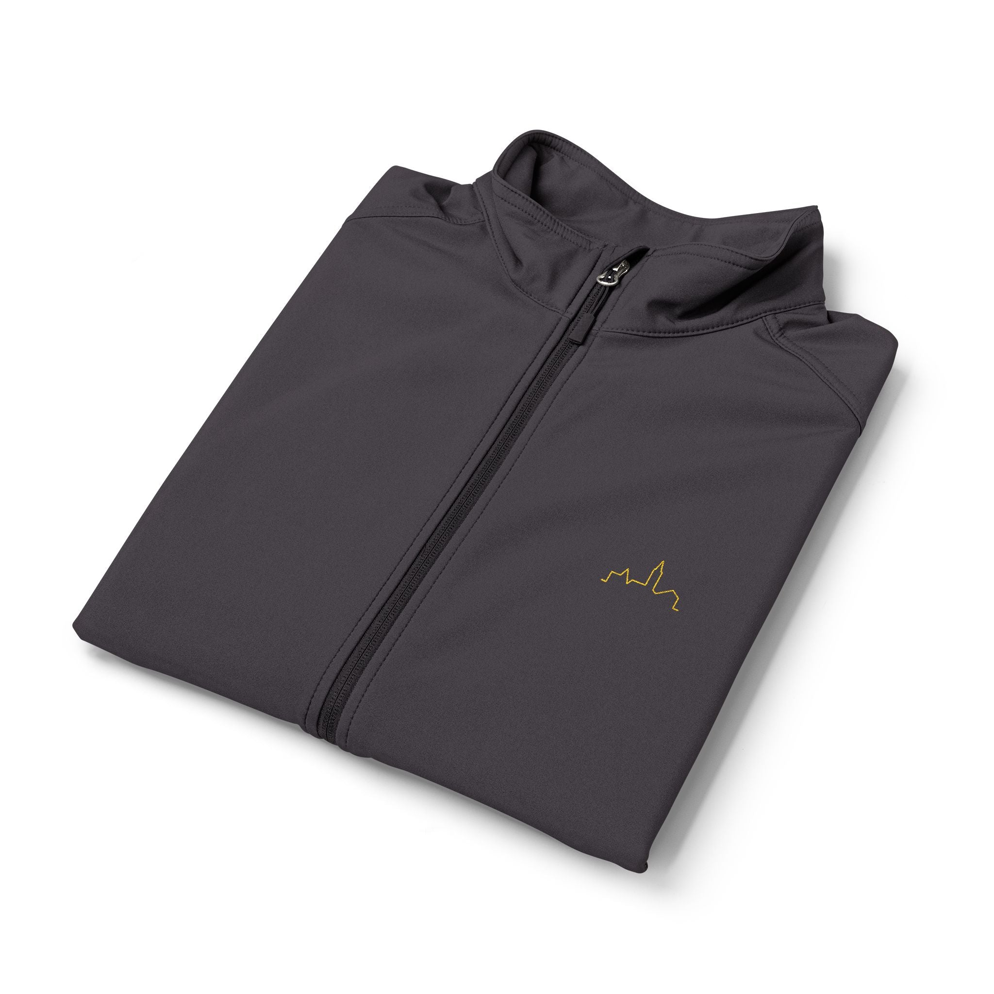 Men's Soft Shell Vest — Lightweight Black Zip-Up with Small Yellow Bee Logo