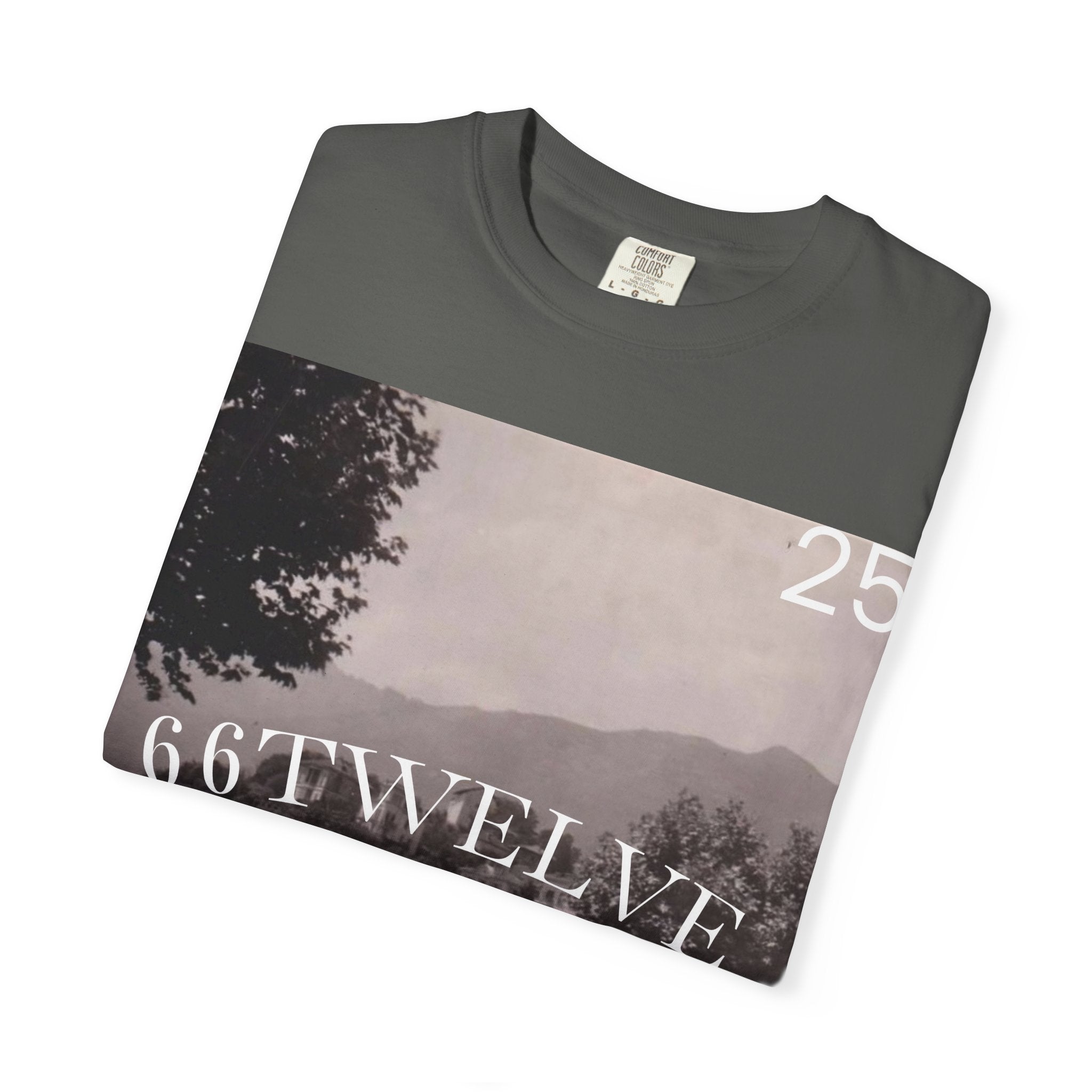 Vintage Lakeside Photo Tee — "66TWELVE" Graphic T-Shirt