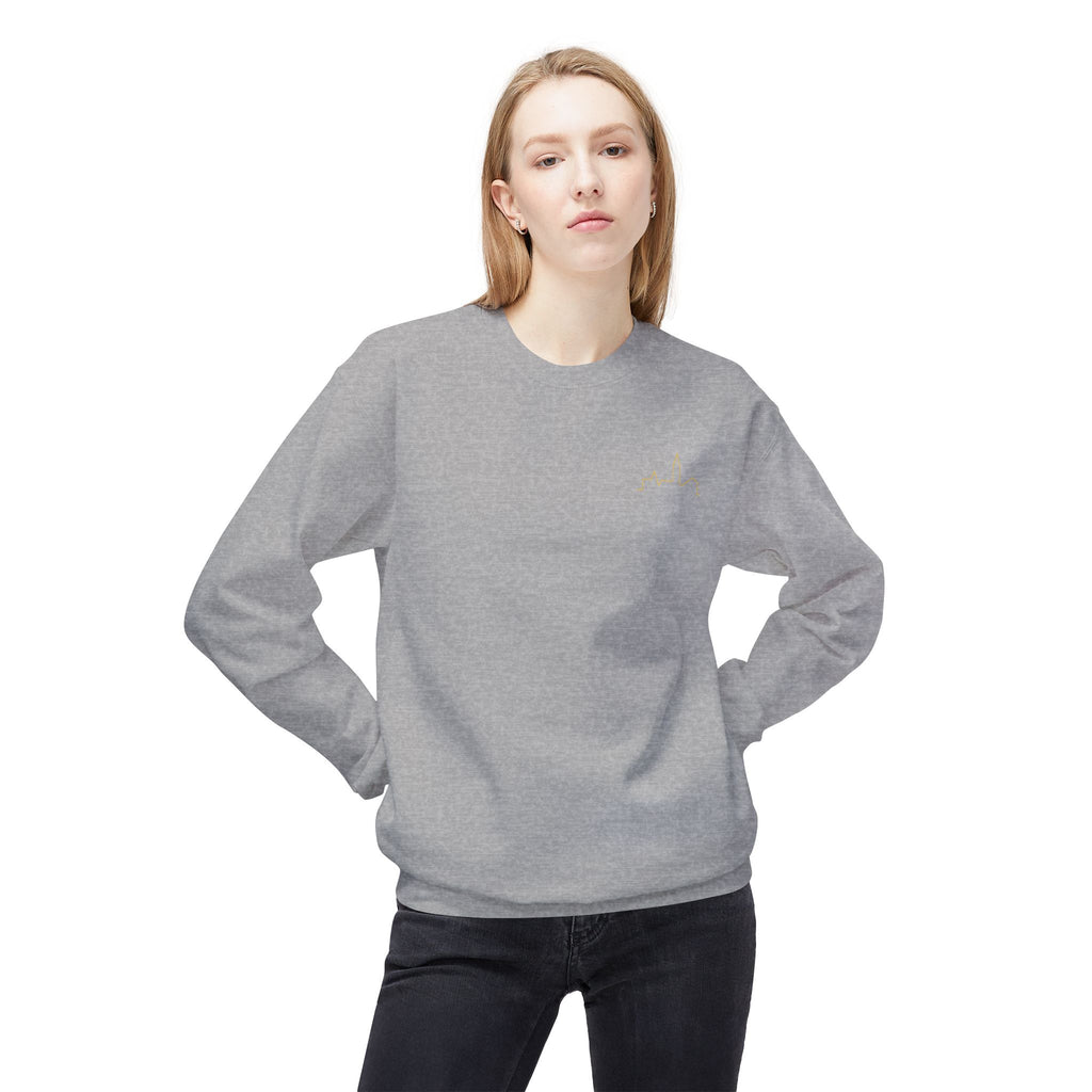 Minimal Skyline Crewneck Sweatshirt — Small Gold City Graphic