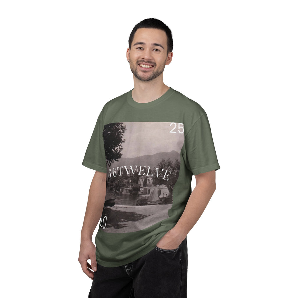 Vintage Lakeside Photo Tee — "66TWELVE" Graphic T-Shirt