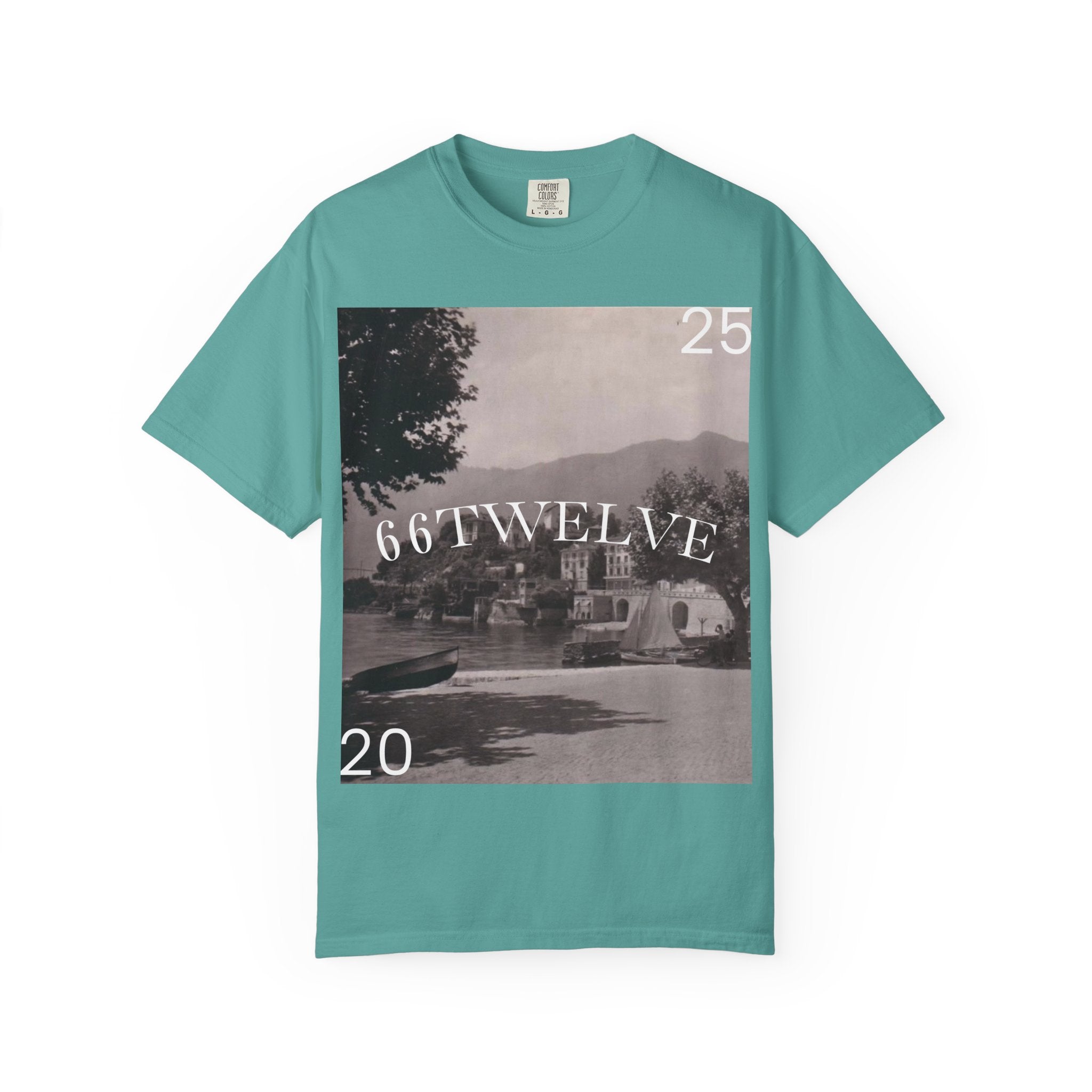 Vintage Lakeside Photo Tee — "66TWELVE" Graphic T-Shirt