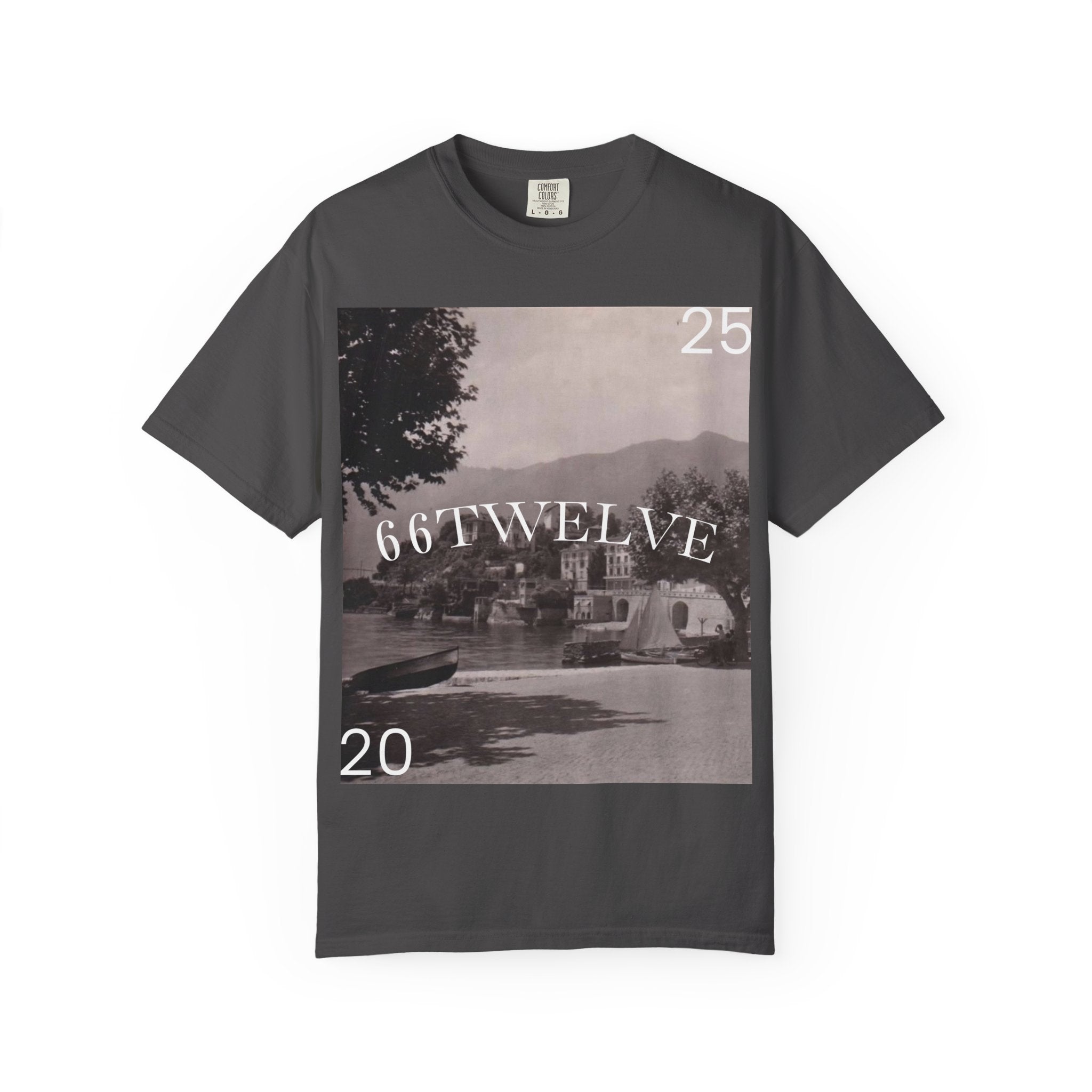 Vintage Lakeside Photo Tee — "66TWELVE" Graphic T-Shirt
