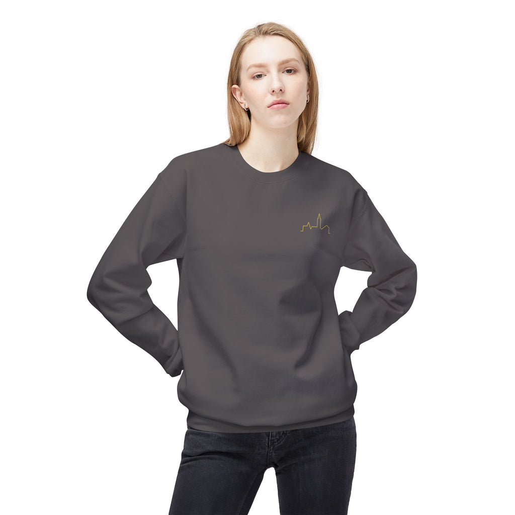 Minimal Skyline Crewneck Sweatshirt — Small Gold City Graphic