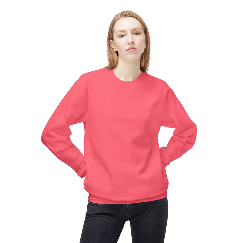 Minimal Skyline Crewneck Sweatshirt — Small Gold City Graphic
