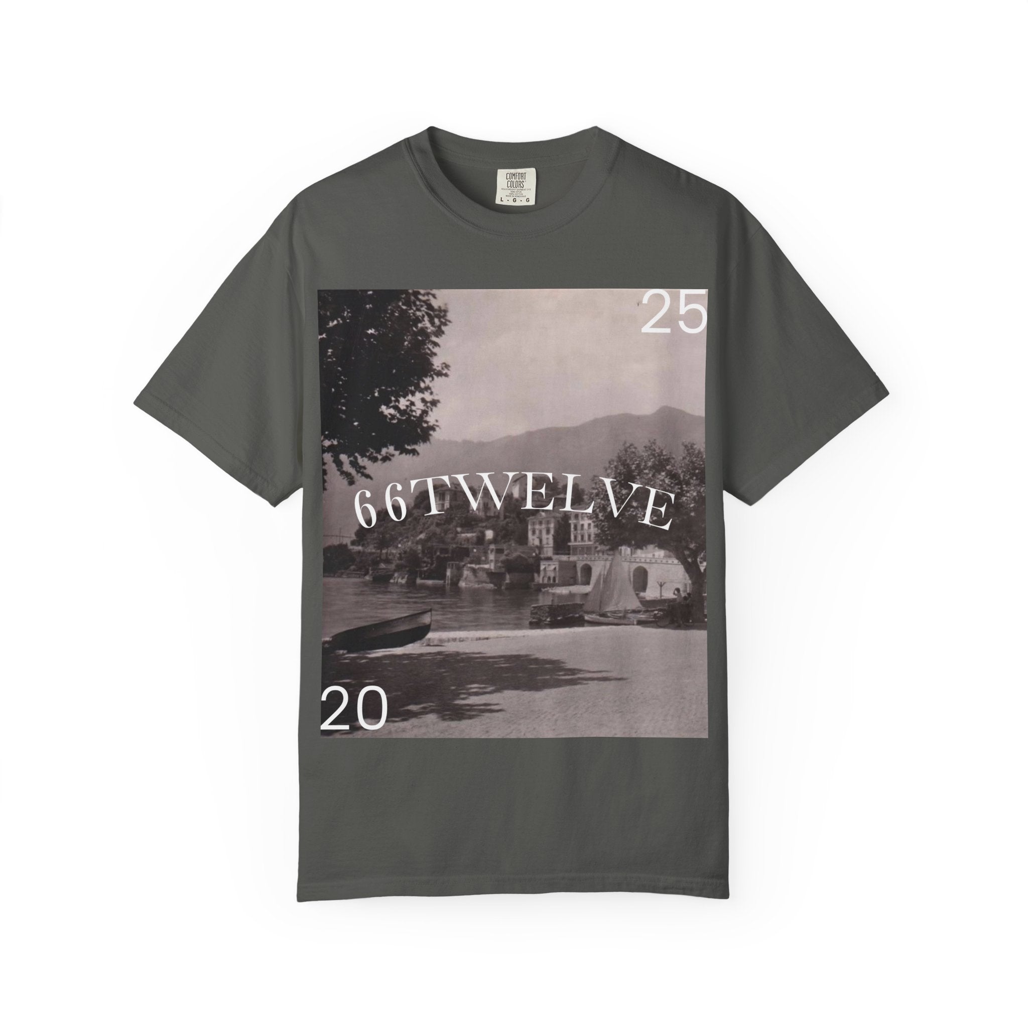 Vintage Lakeside Photo Tee — "66TWELVE" Graphic T-Shirt