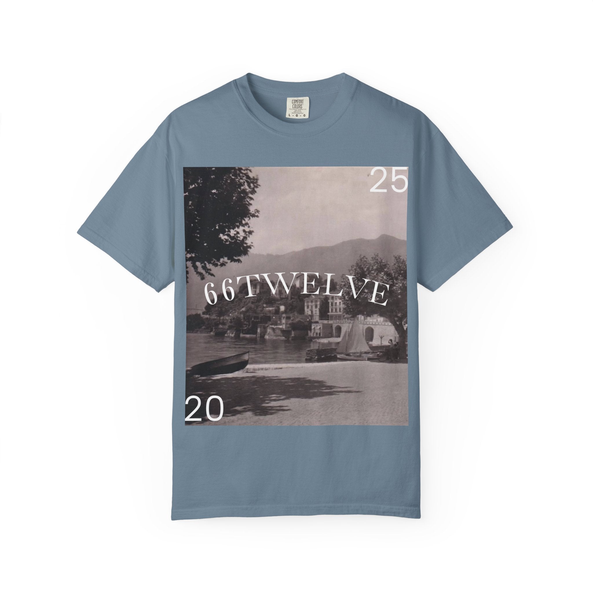 Vintage Lakeside Photo Tee — "66TWELVE" Graphic T-Shirt