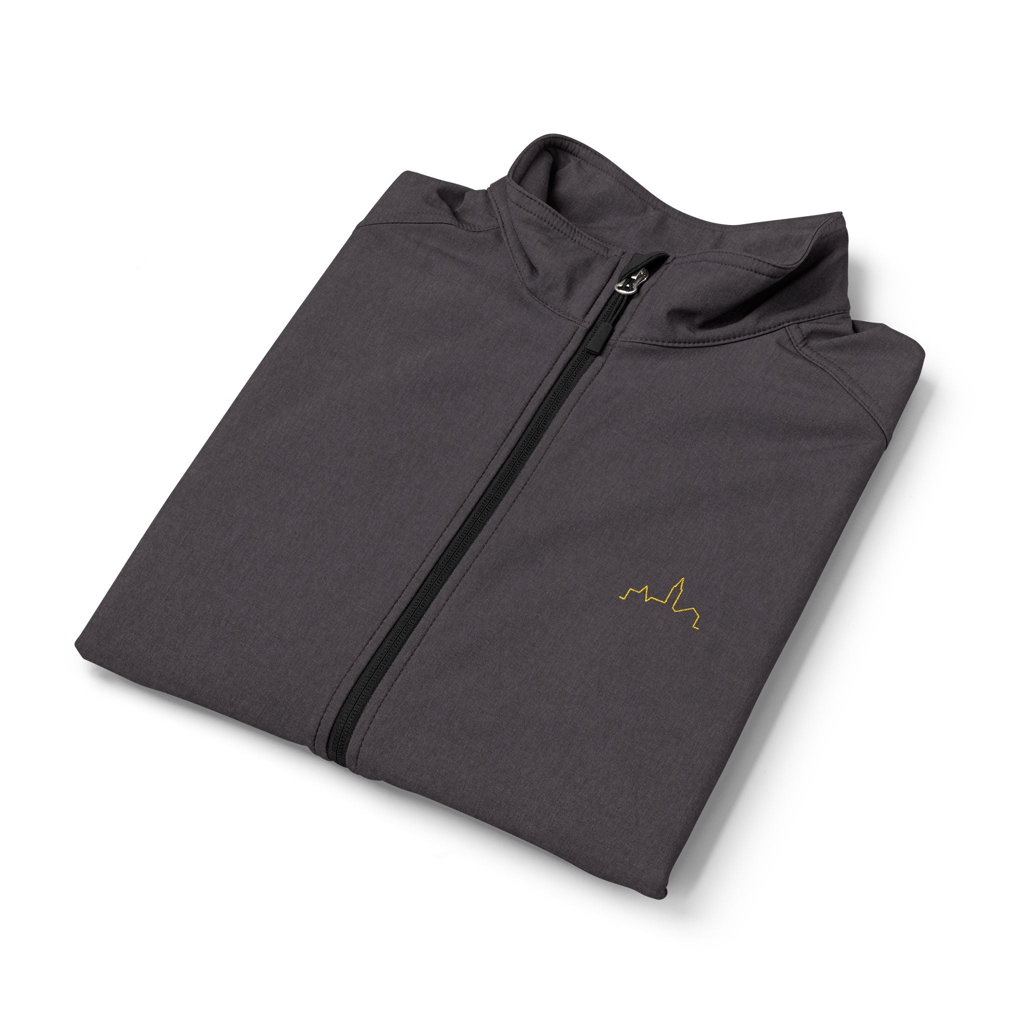 Men's Soft Shell Vest — Lightweight Black Zip-Up with Small Yellow Bee Logo