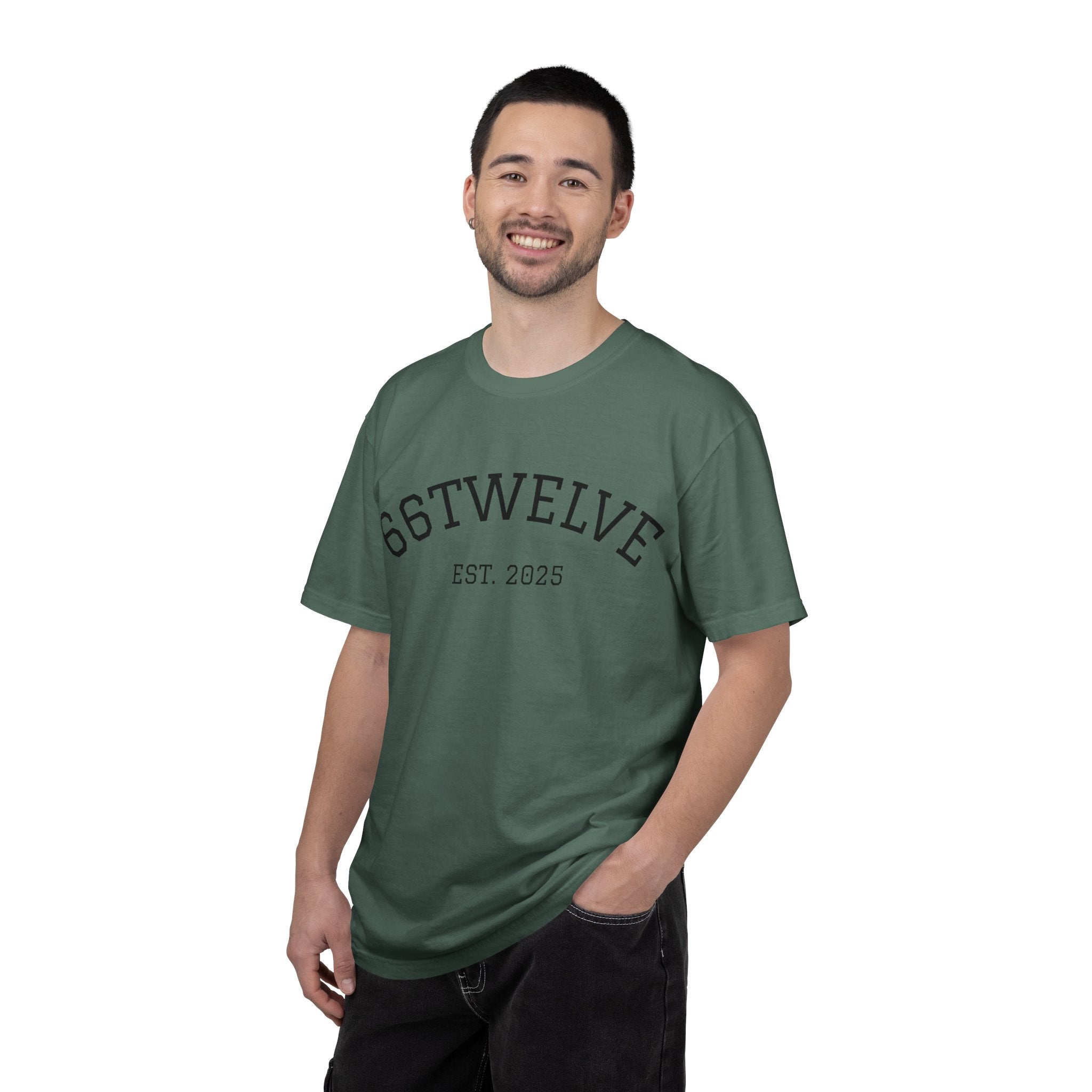 Graphic T-Shirt — 66Twelve Est. 2025 with Collage Art Grid (Heart & Photos)