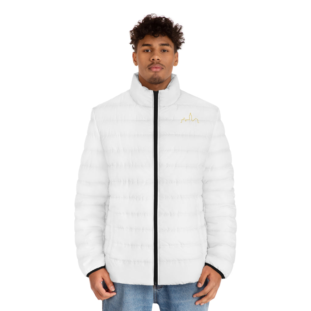 Puffer Jacket — Gold Script "66Twelve" Embroidered Lightweight Coat